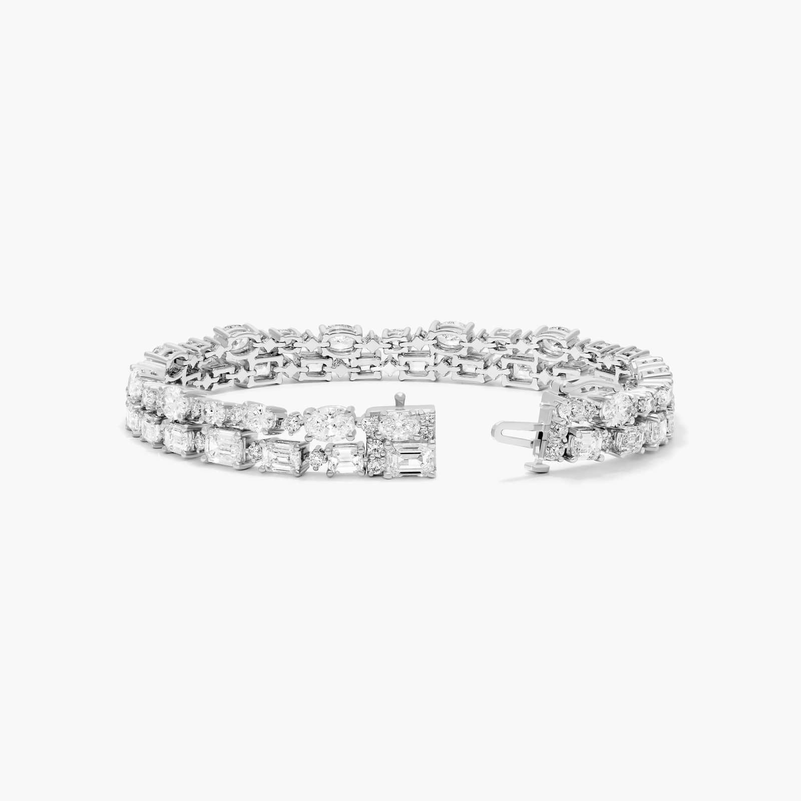 2 Row Cascading Tennis Bracelet In 14K White Gold