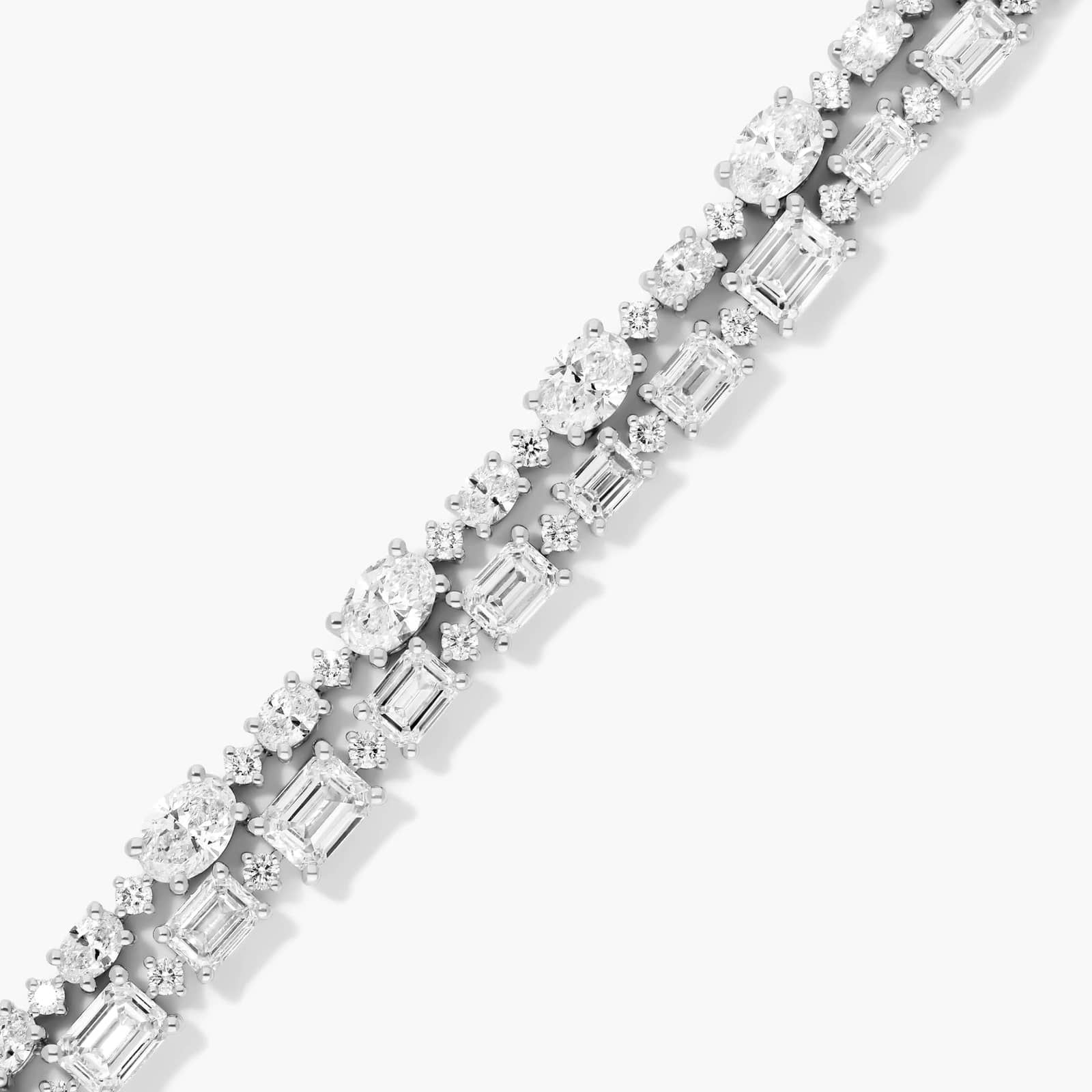 2 Row Cascading Tennis Bracelet In 14K White Gold