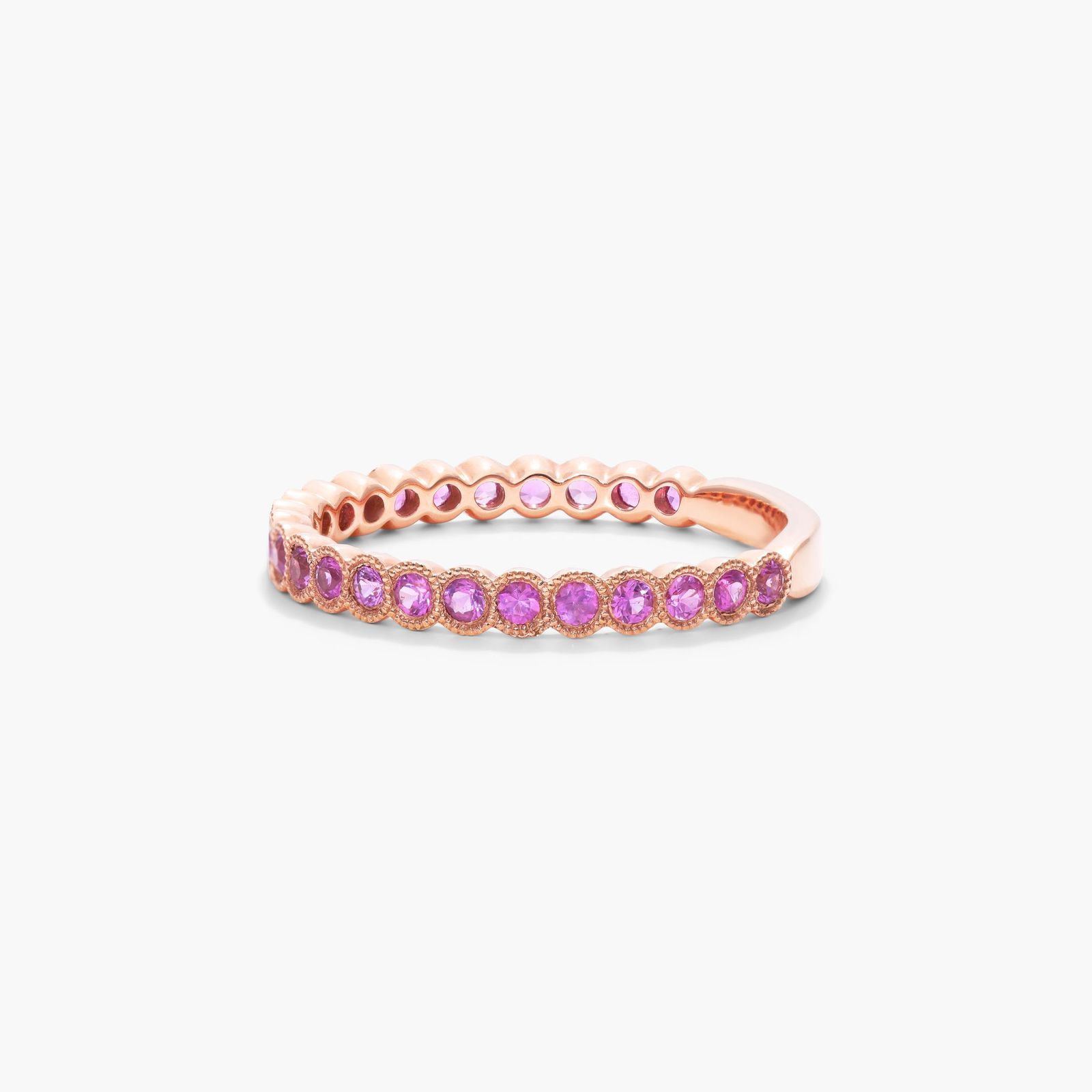 Milgrain Bezel Pink Sapphire Ring In 14K Rose Gold
