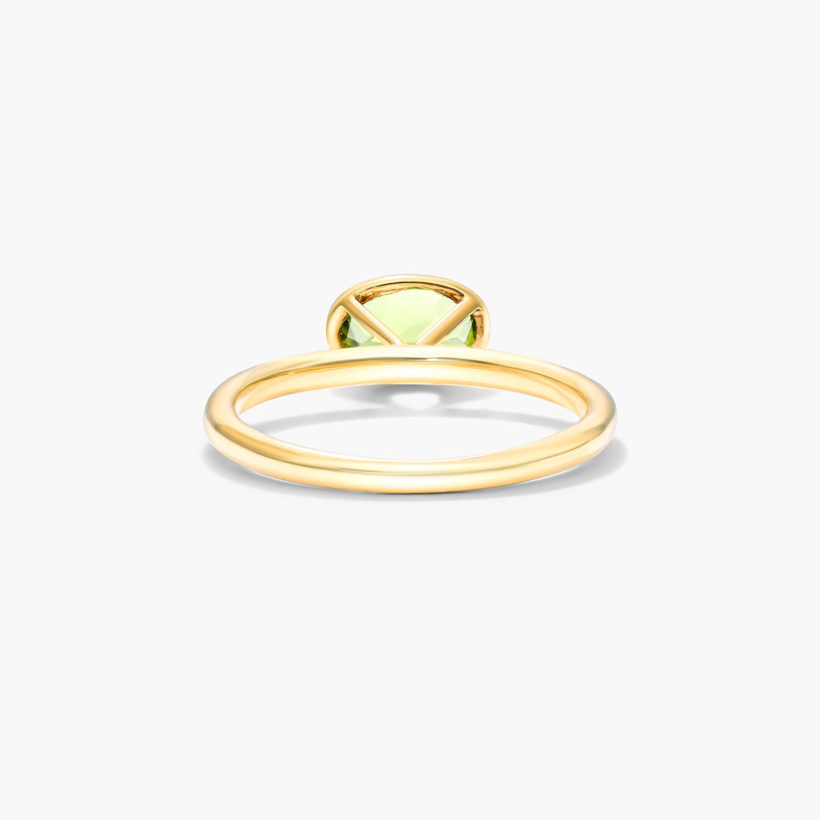 East-West Oval Peridot And Diamond Ring In 18K Yellow Gold