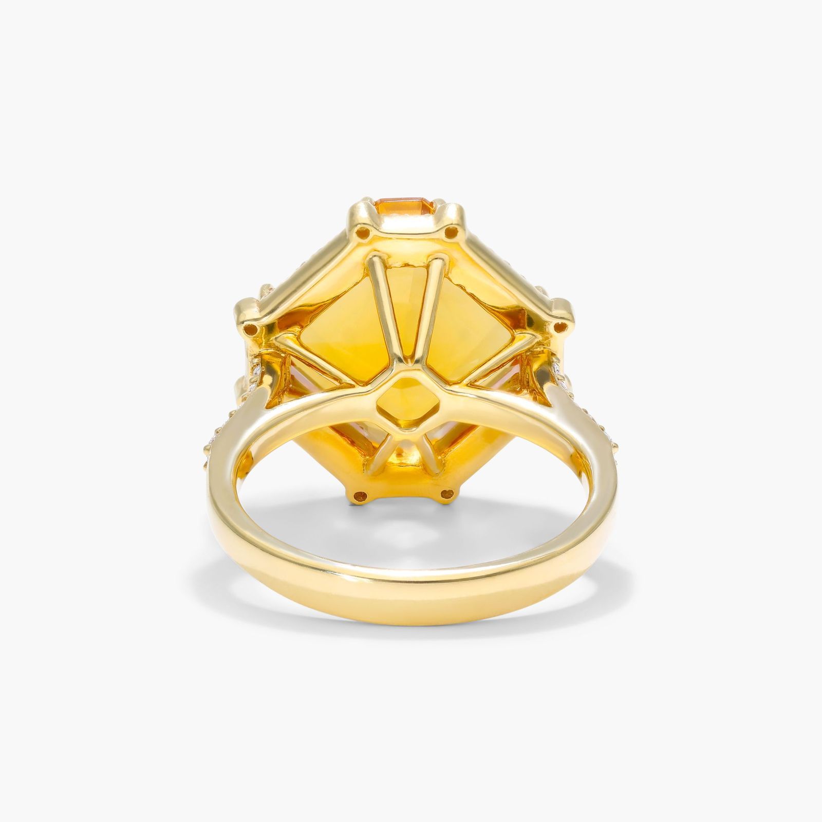 18K Yellow Gold Octagon Citrine and Diamond Ring (12.0x12.0mm)