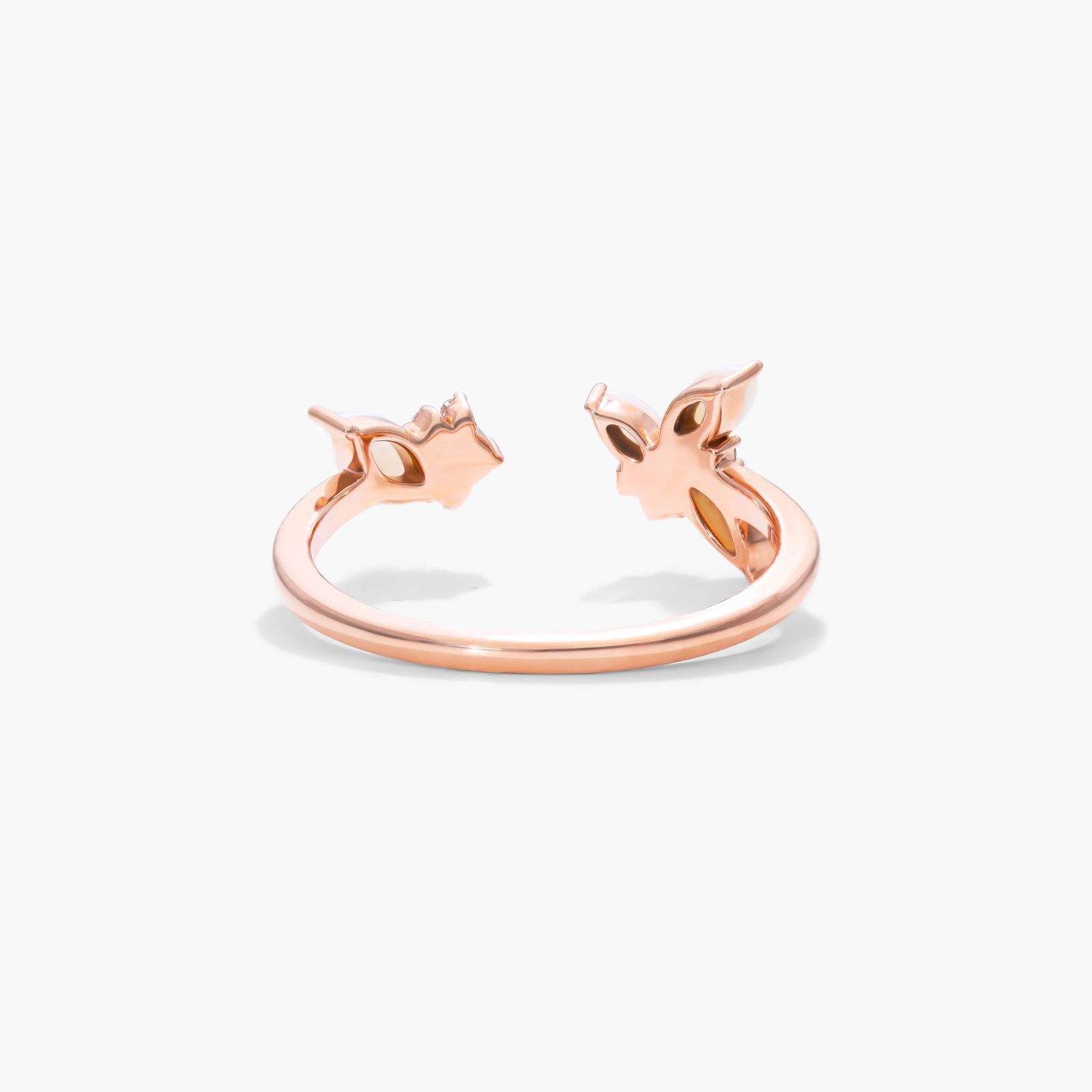 14K Rose Gold Open Opal and Diamond Ring