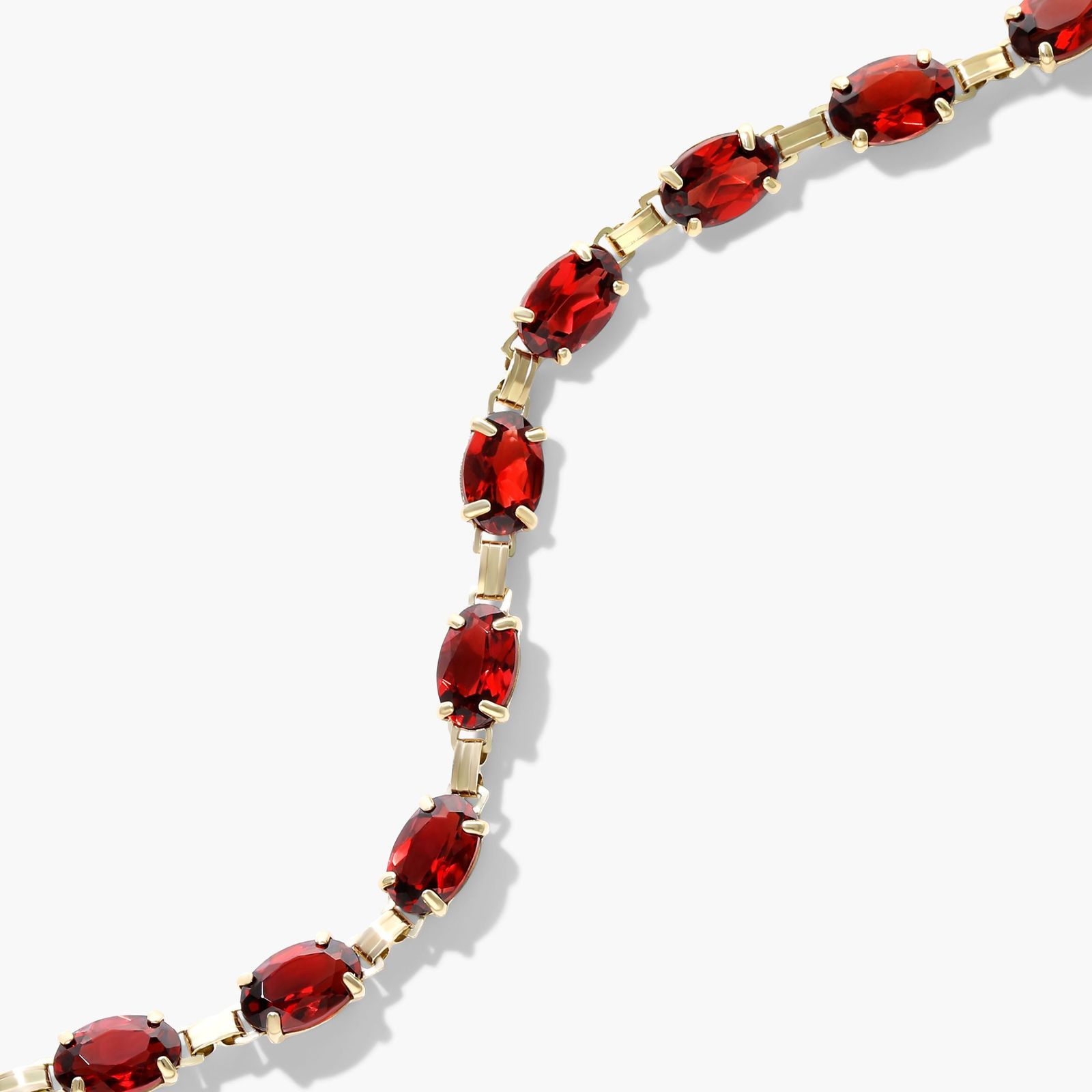 Garnet Line Bracelet In 14K Yellow Gold