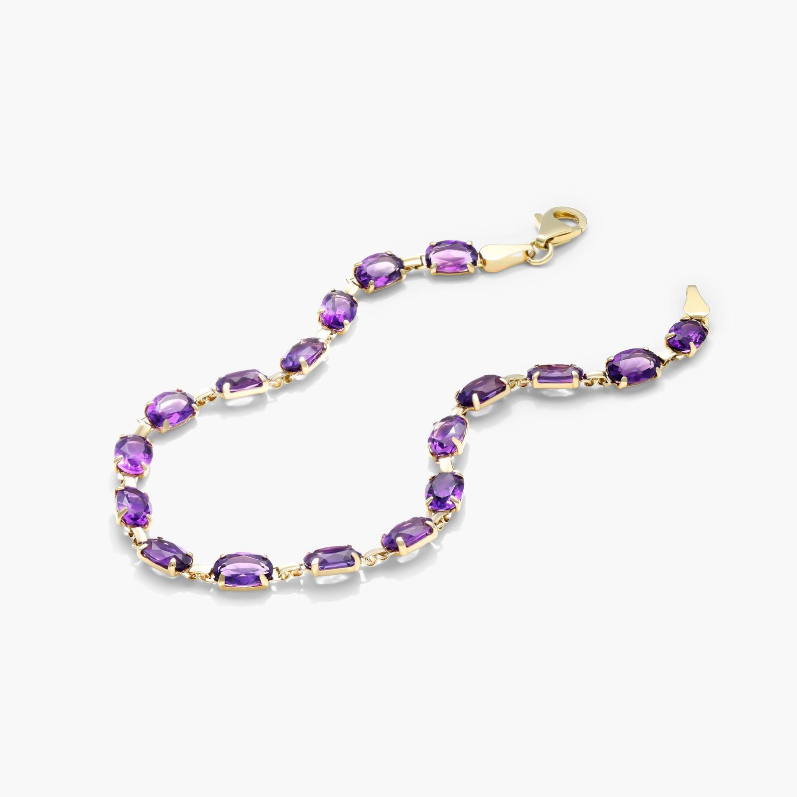 Amethyst Line Bracelet In 14K Yellow Gold