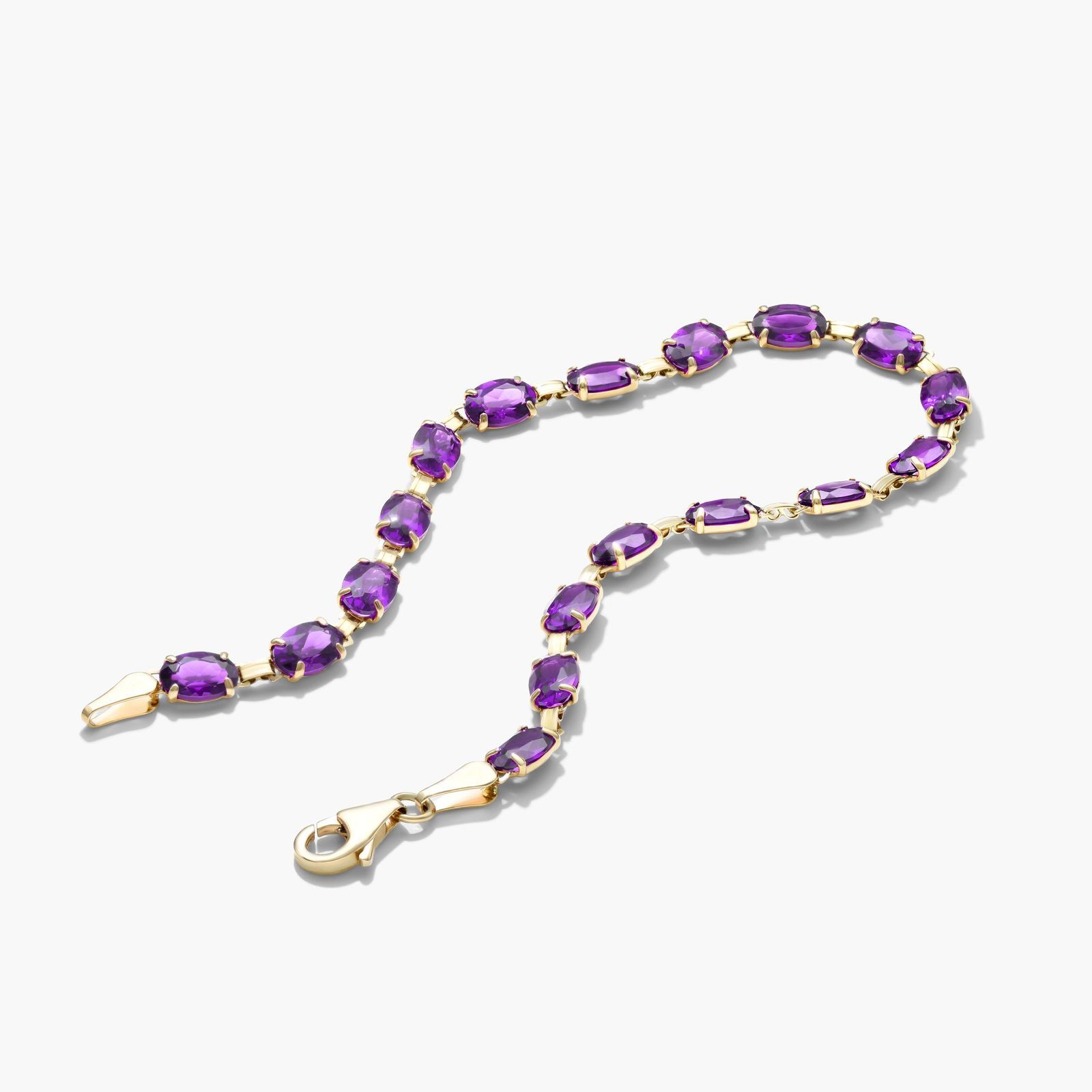 Amethyst Line Bracelet In 14K Yellow Gold