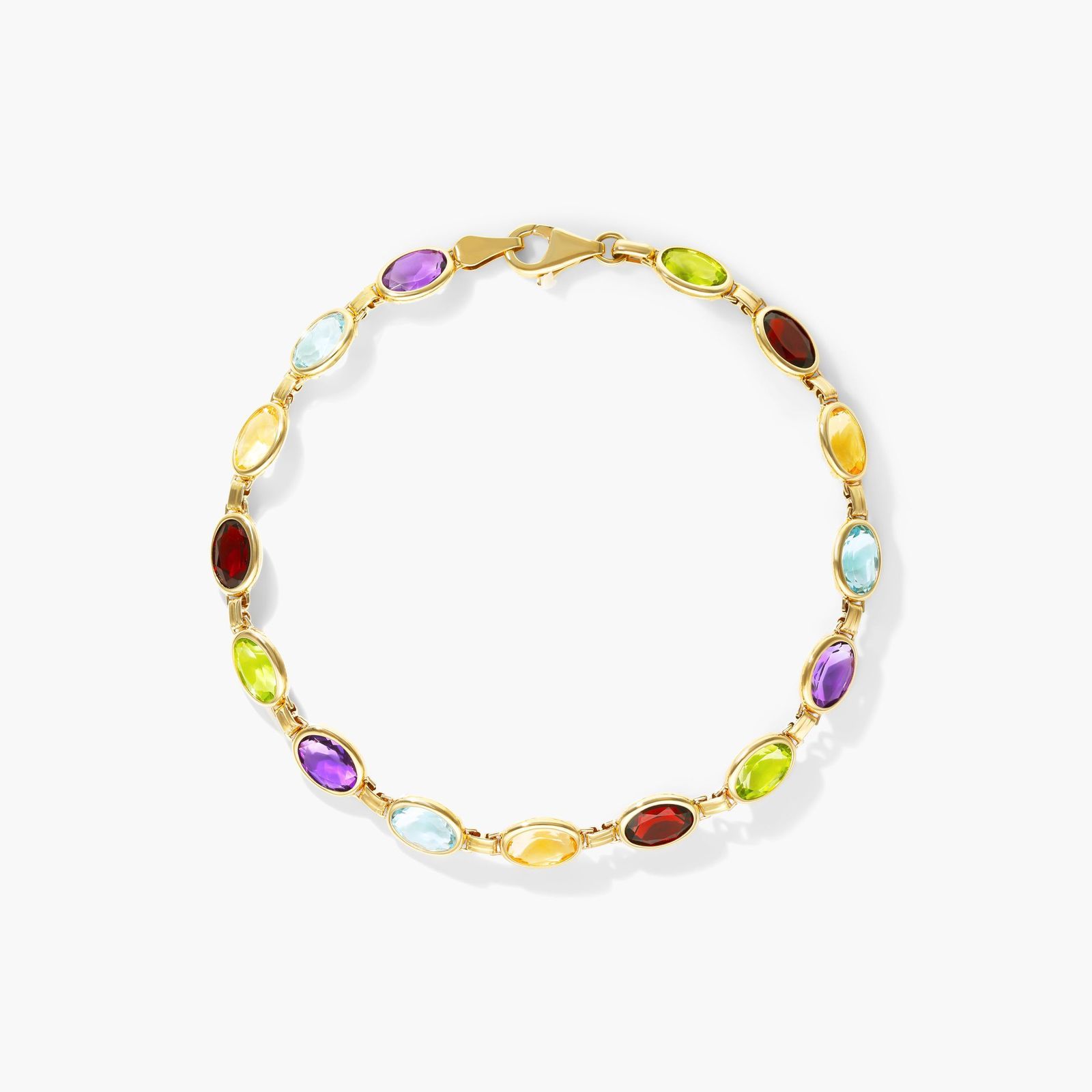 Multi Gemstone Line Bracelet In 14K Yellow Gold-8328419y14