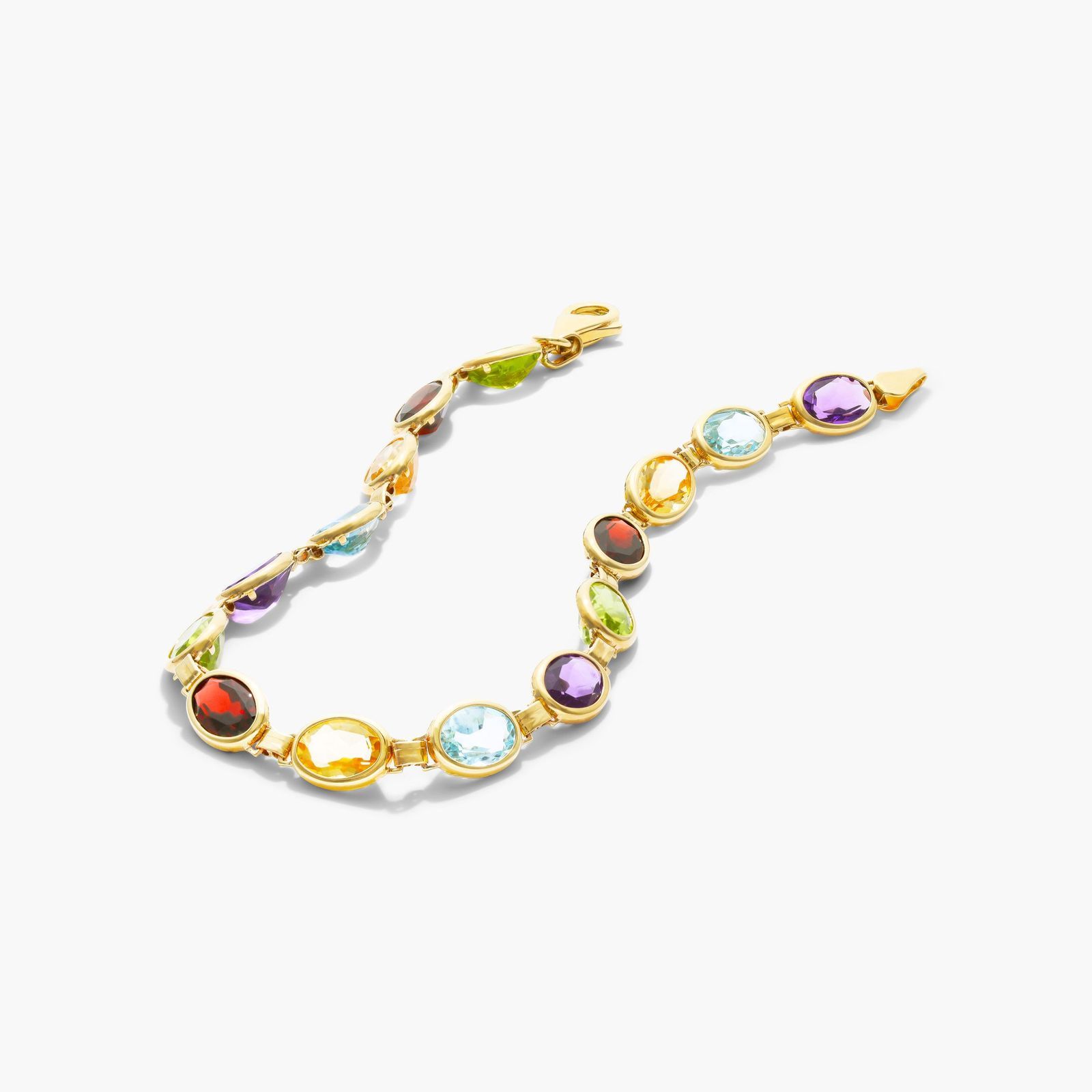 Multi Gemstone Line Bracelet In 14K Yellow Gold