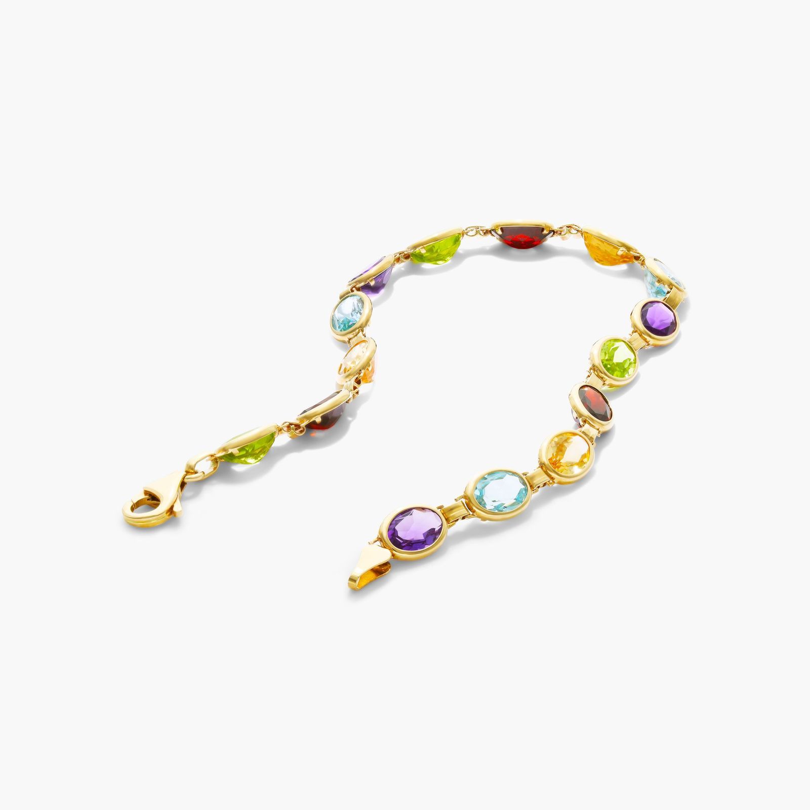 Multi Gemstone Line Bracelet In 14K Yellow Gold