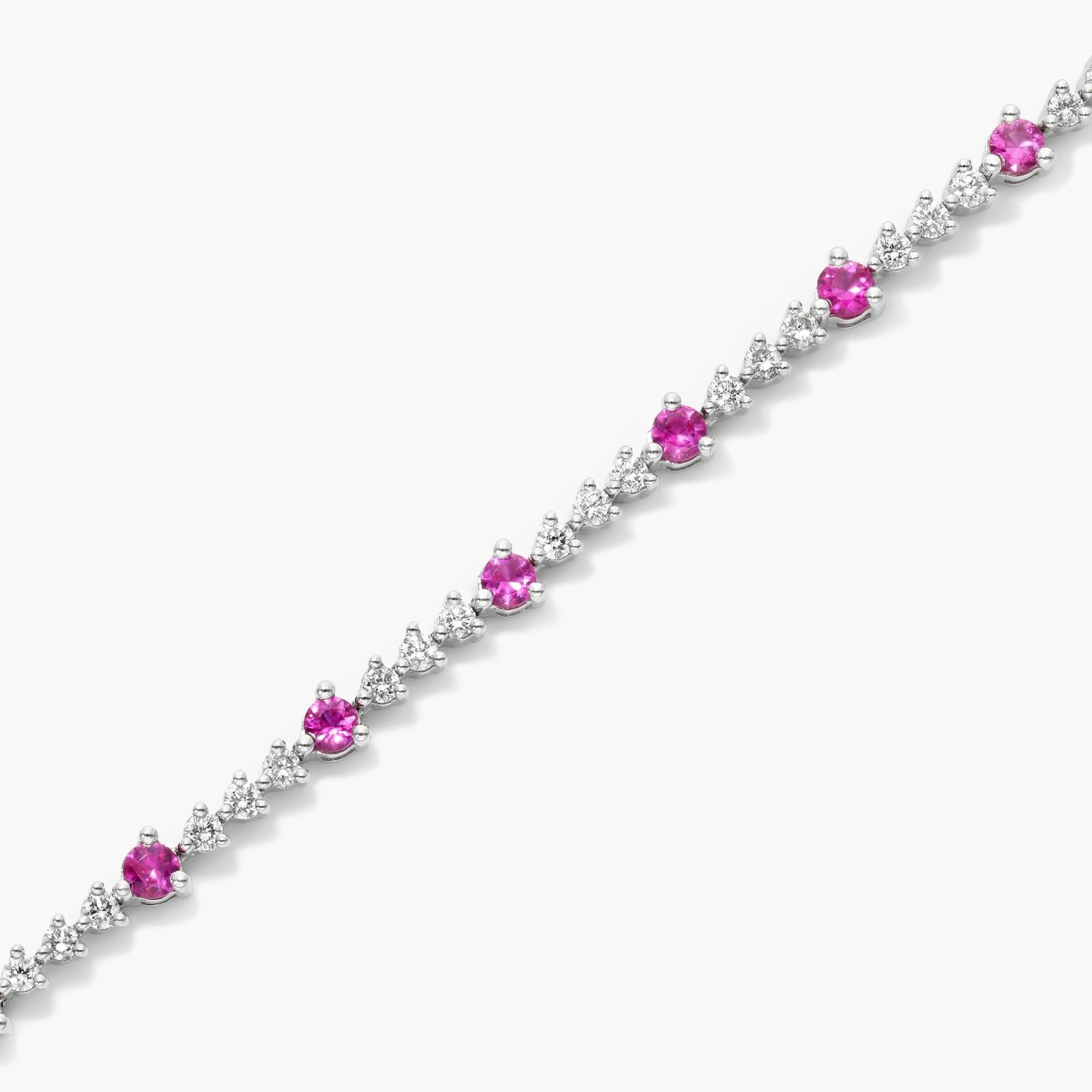 Perpetual Diamond And Ruby Tennis Bracelet In 14K White Gold
