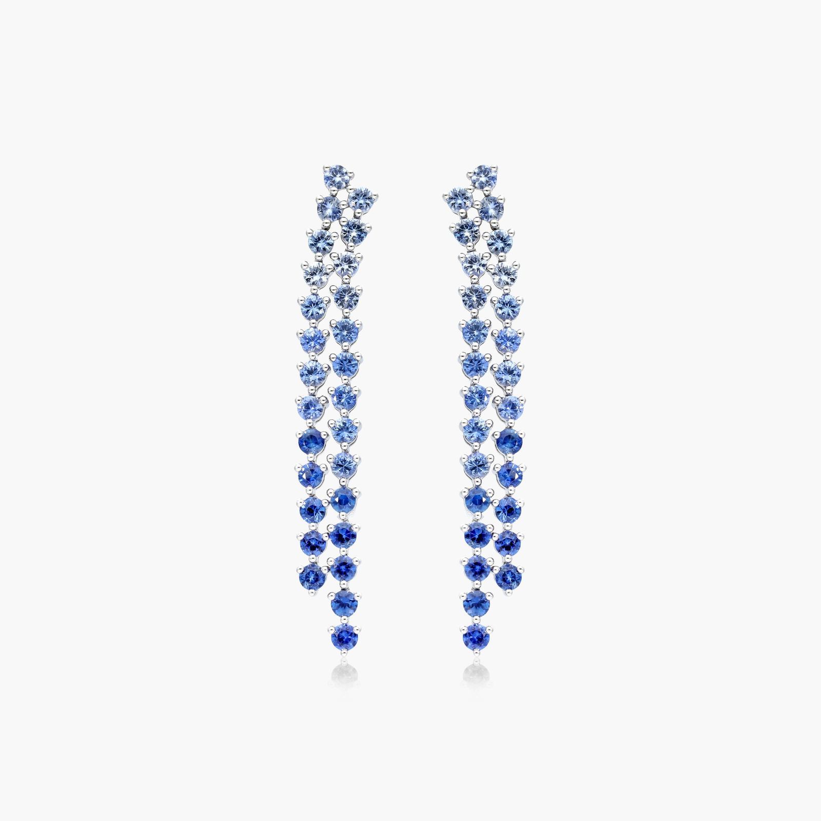 14K White Gold Dangling Ombre Sapphire Drop Earrings