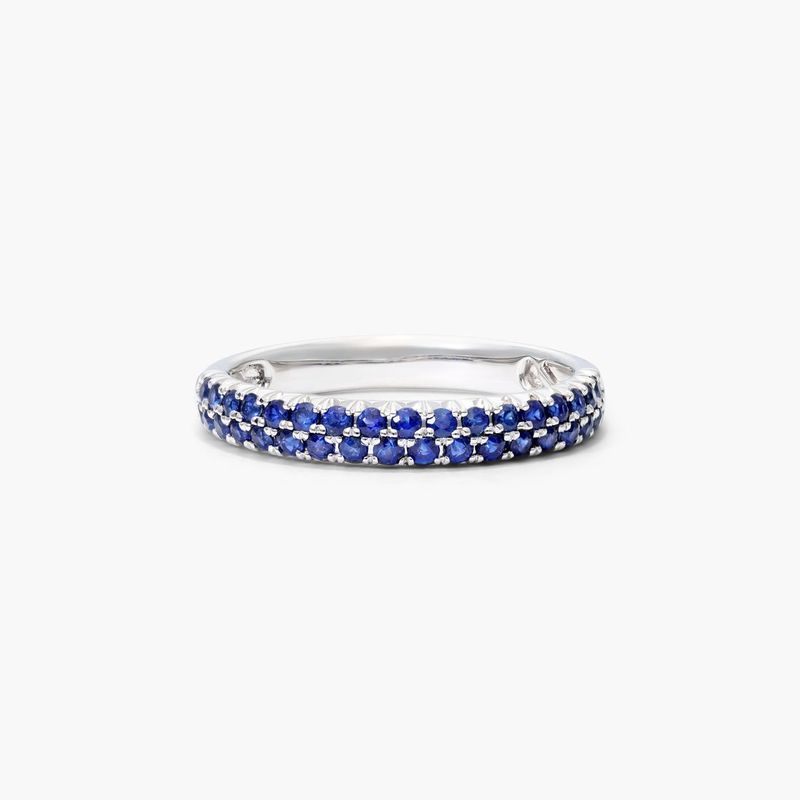 Double Row Pavé Sapphire Ring In 14K White Gold