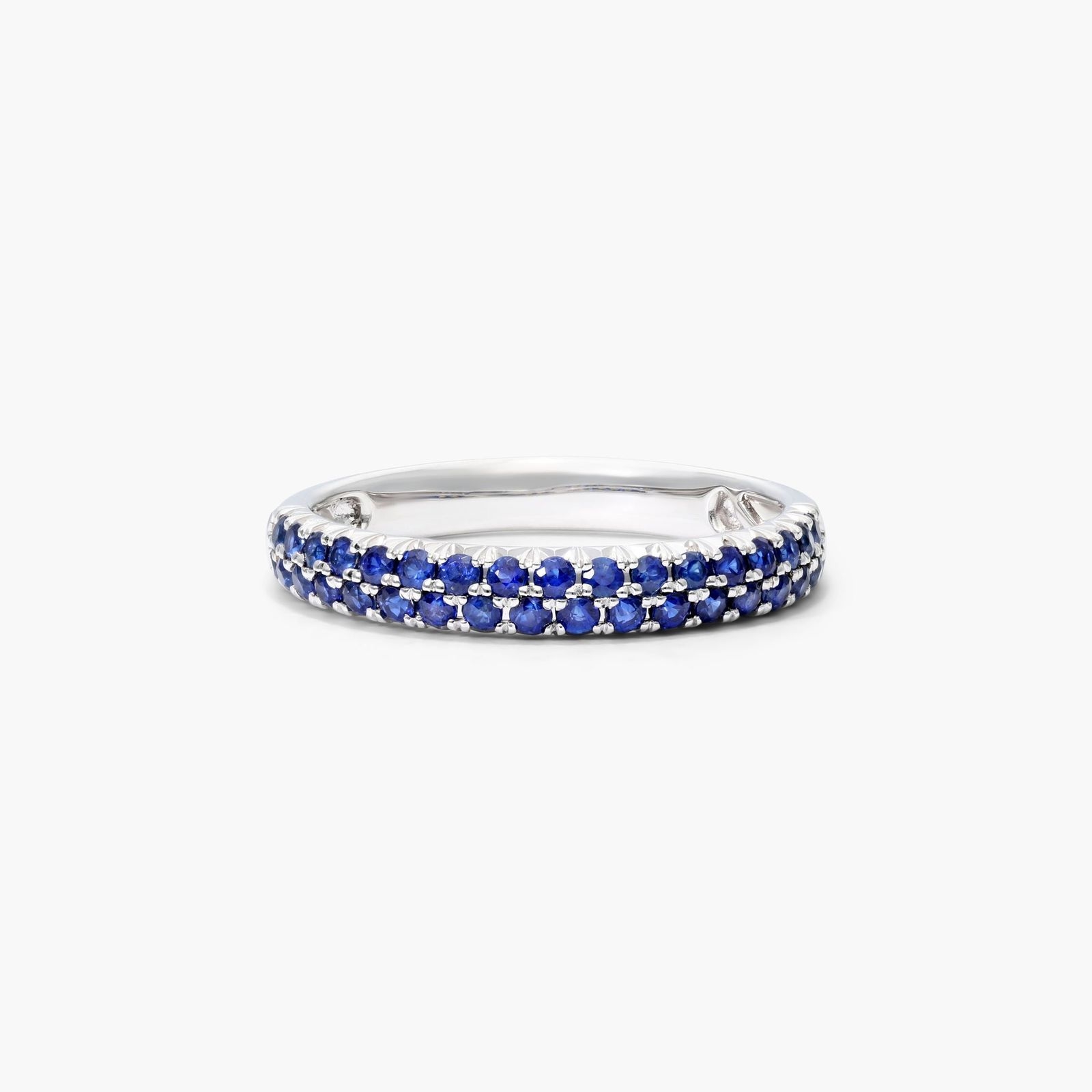 Double Row Pavé Sapphire Ring In 14K White Gold-8329809w14