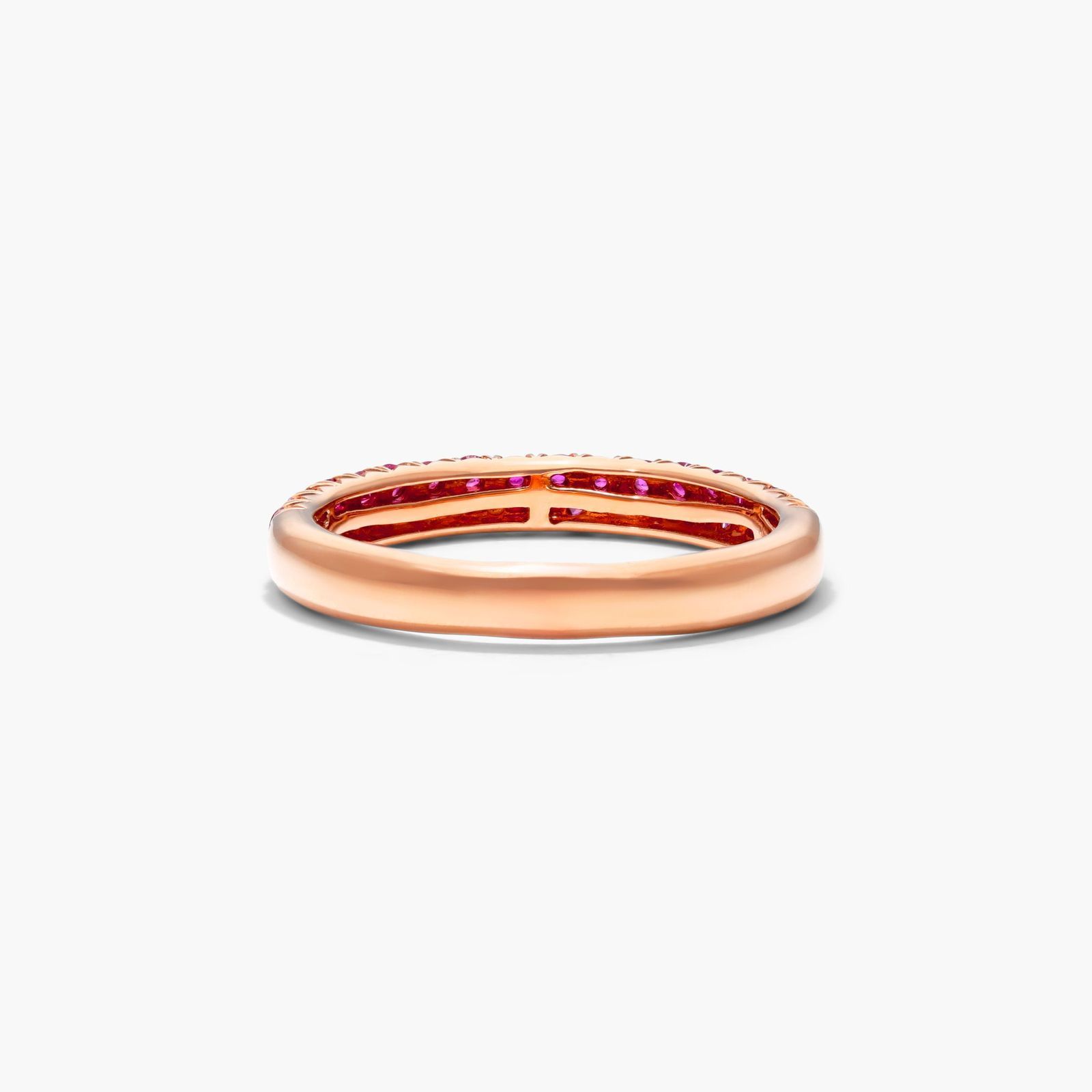 Double Row Pavé Pink Sapphire Ring In 14K Rose Gold