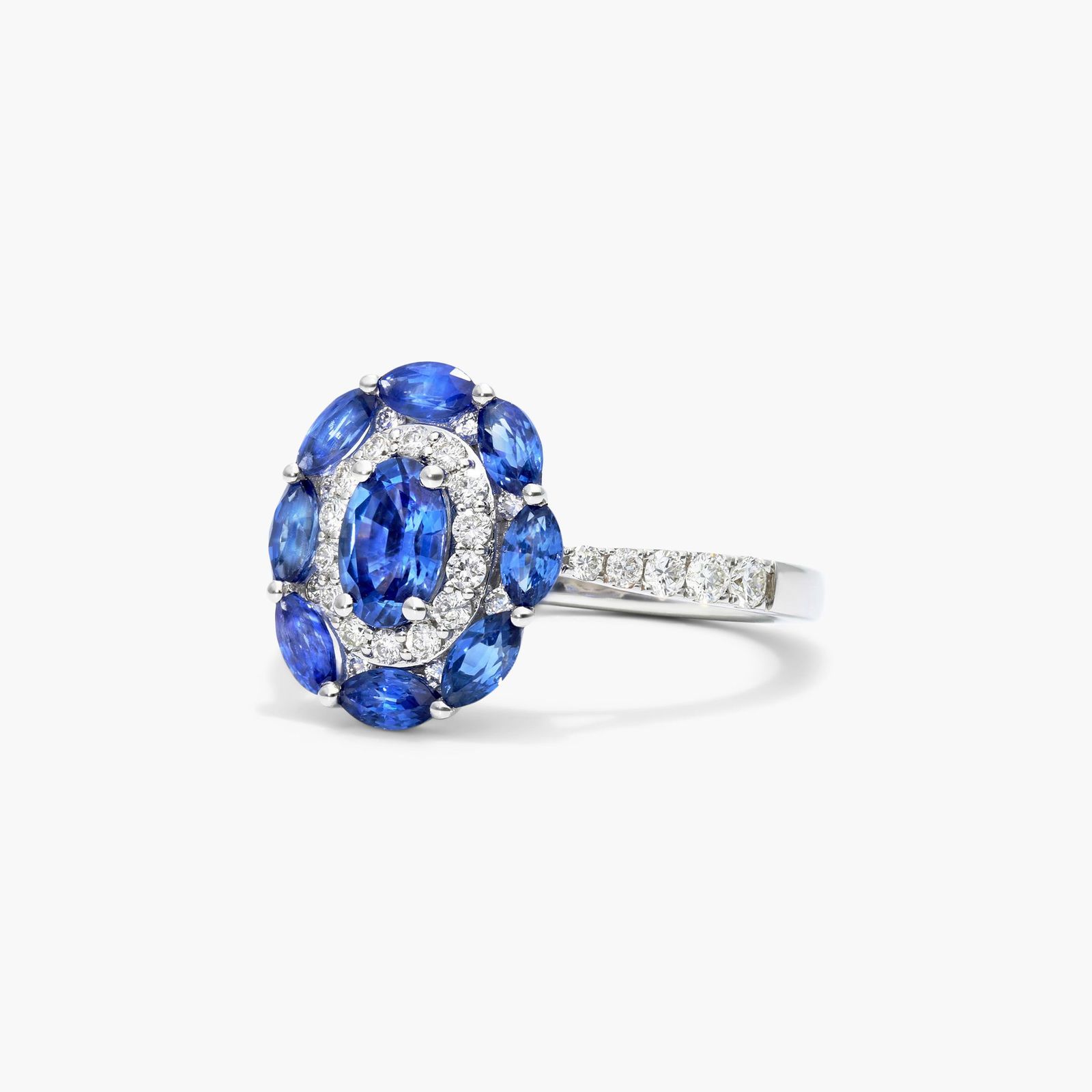 Imperial Sapphire And Diamond Ring In 14K White Gold