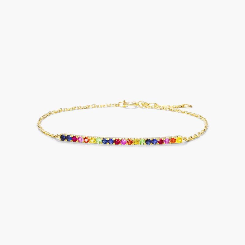 Rainbow Bar Bracelet In 14K Yellow Gold by Brevani
