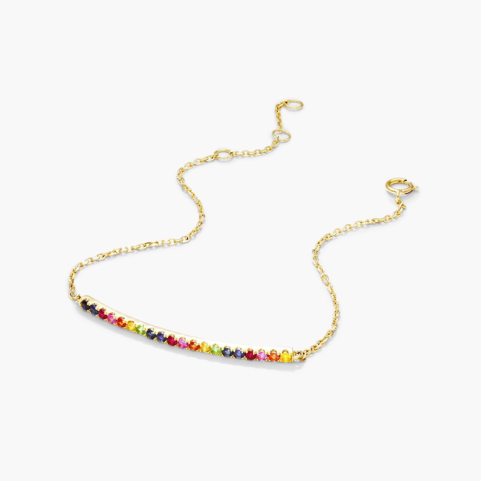 Rainbow Bar Bracelet In 14K Yellow Gold by Brevani