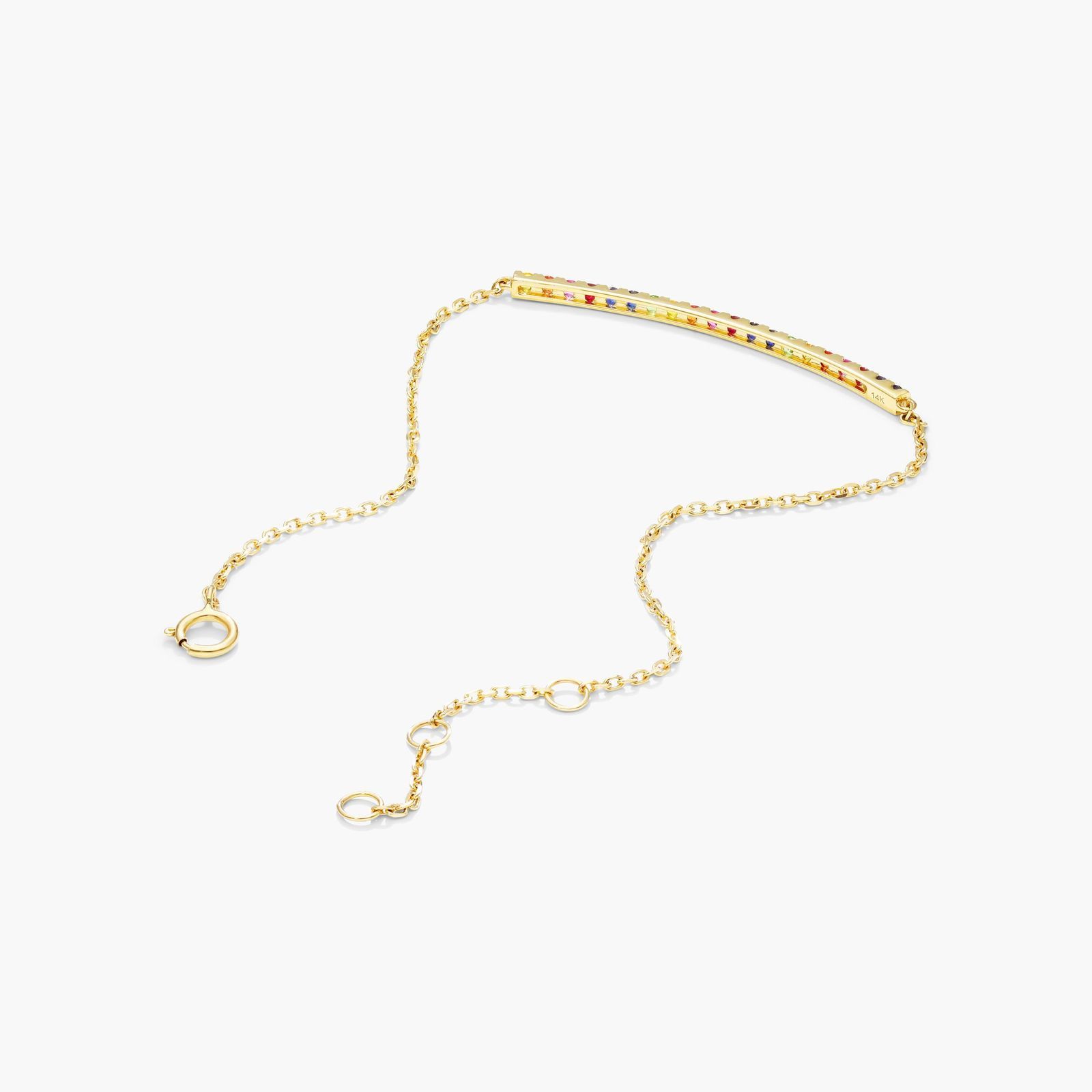 Rainbow Bar Bracelet In 14K Yellow Gold by Brevani