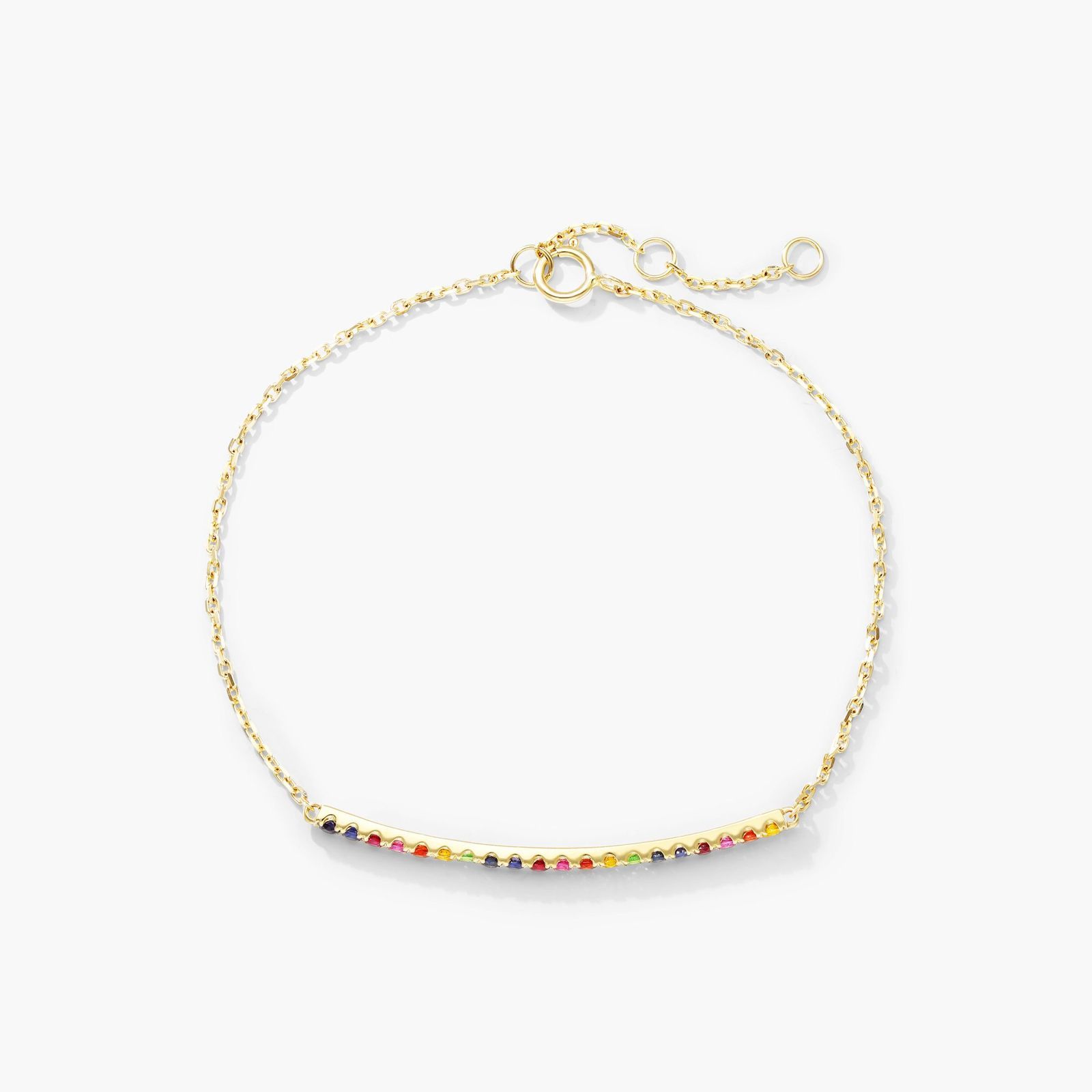 Rainbow Bar Bracelet In 14K Yellow Gold by Brevani