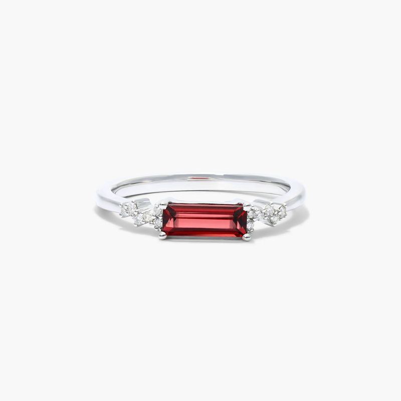 Fairy Garnet And Diamond Ring In 14K White Gold by Brevani