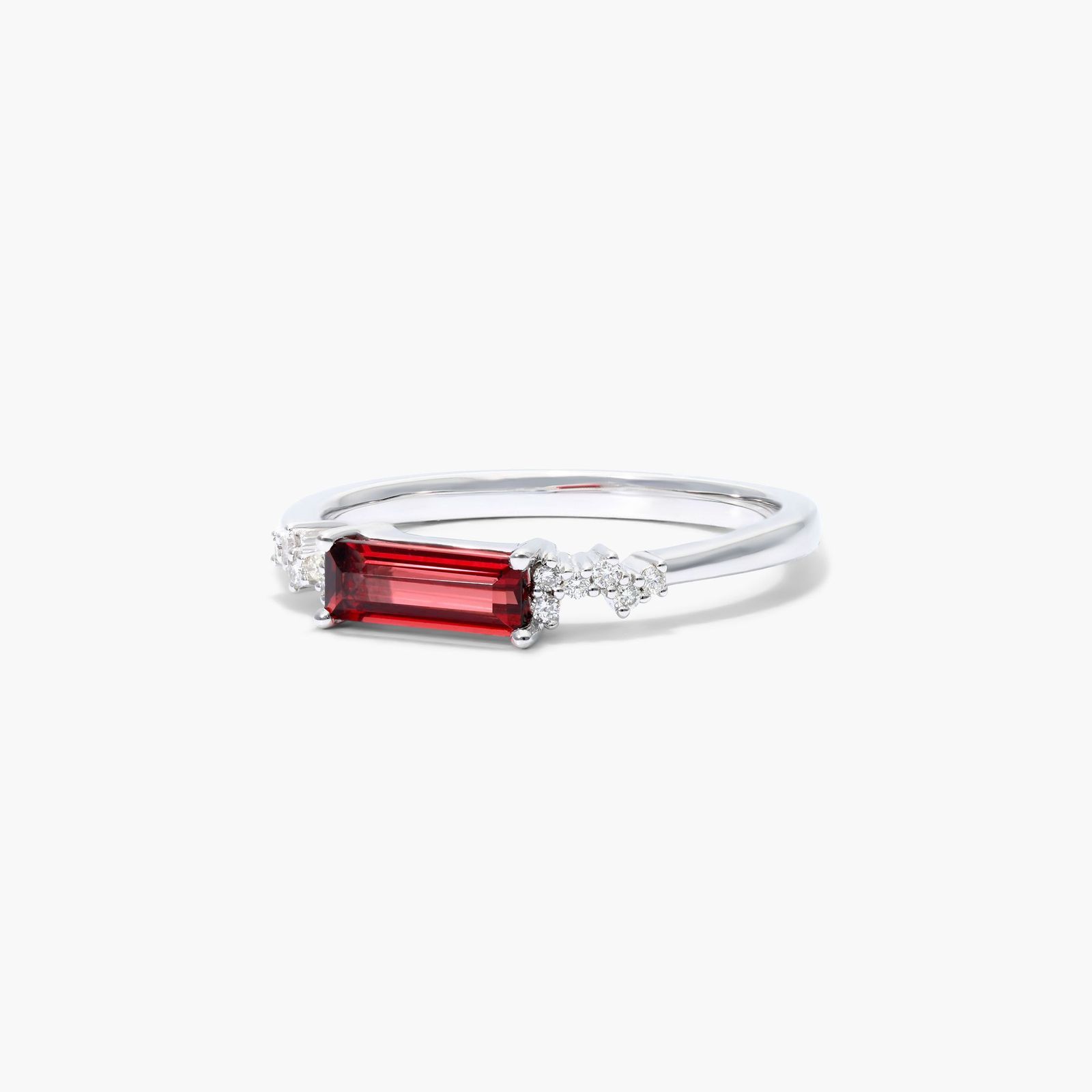 Fairy Garnet And Diamond Ring In 14K White Gold by Brevani