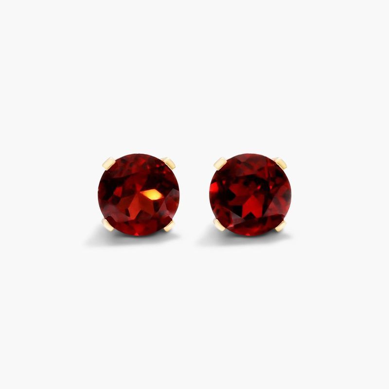 Garnet Birthstone Earrings In 14K Yellow Gold