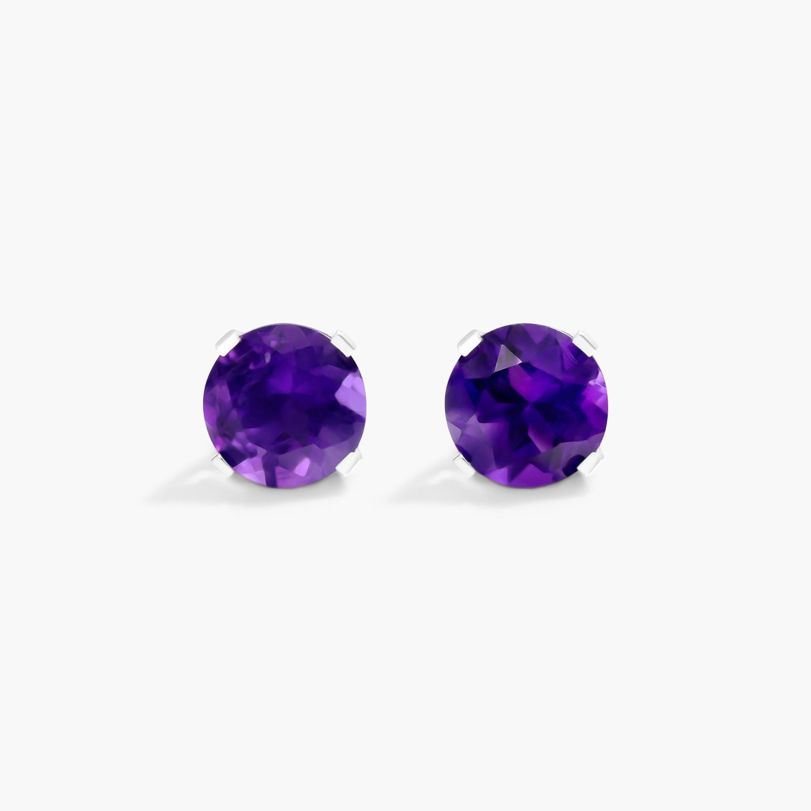 Amethyst Birthstone Earrings In 14K White Gold