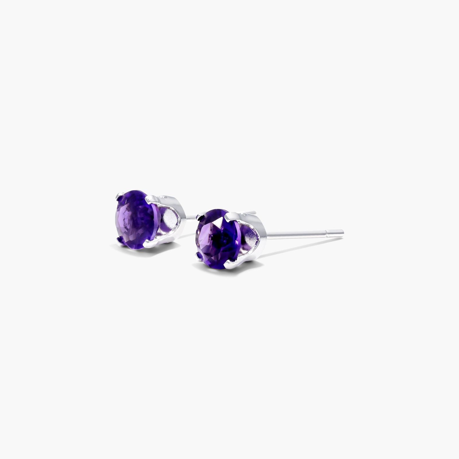 Amethyst Birthstone Earrings In 14K White Gold