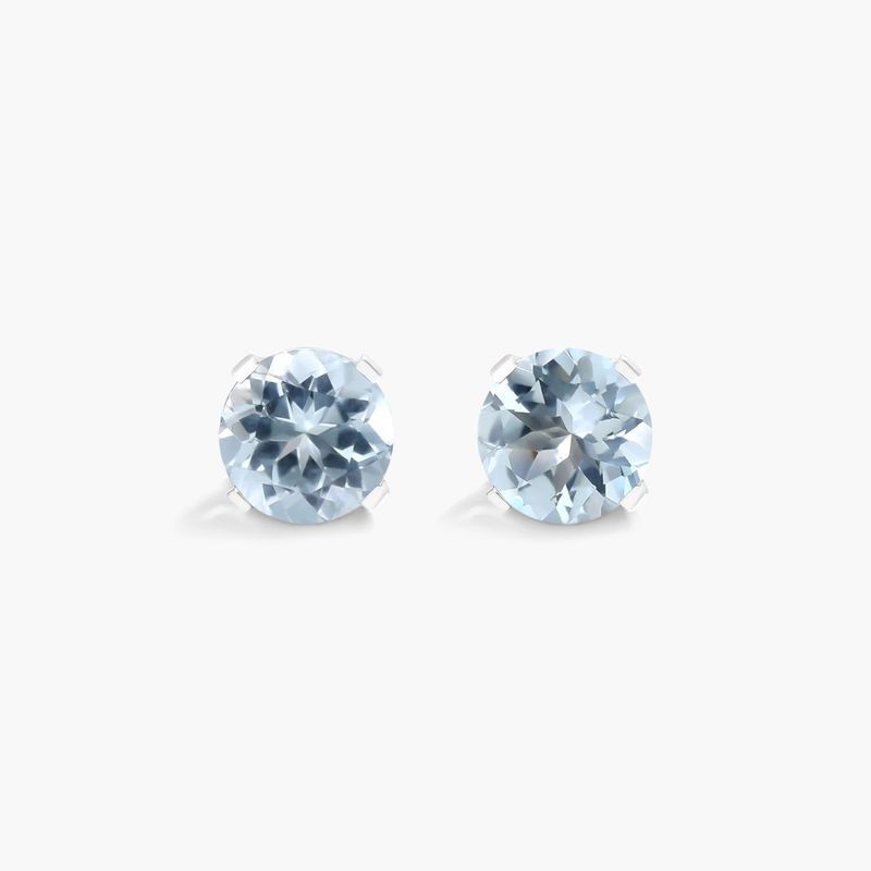 Aquamarine Birthstone Earrings In 14K White Gold