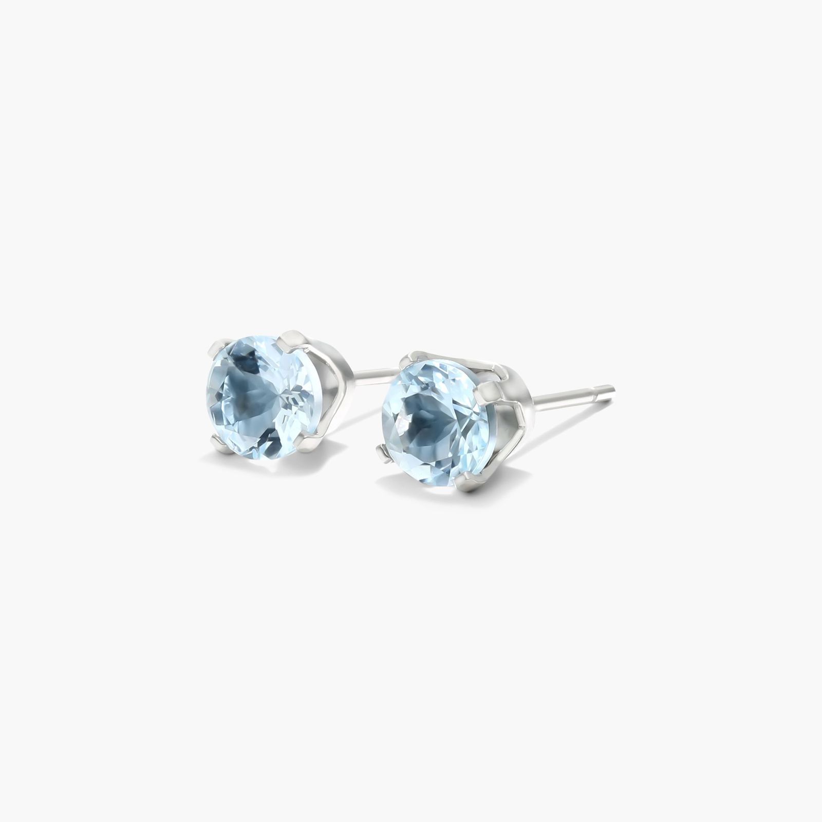 Aquamarine Birthstone Earrings In 14K White Gold