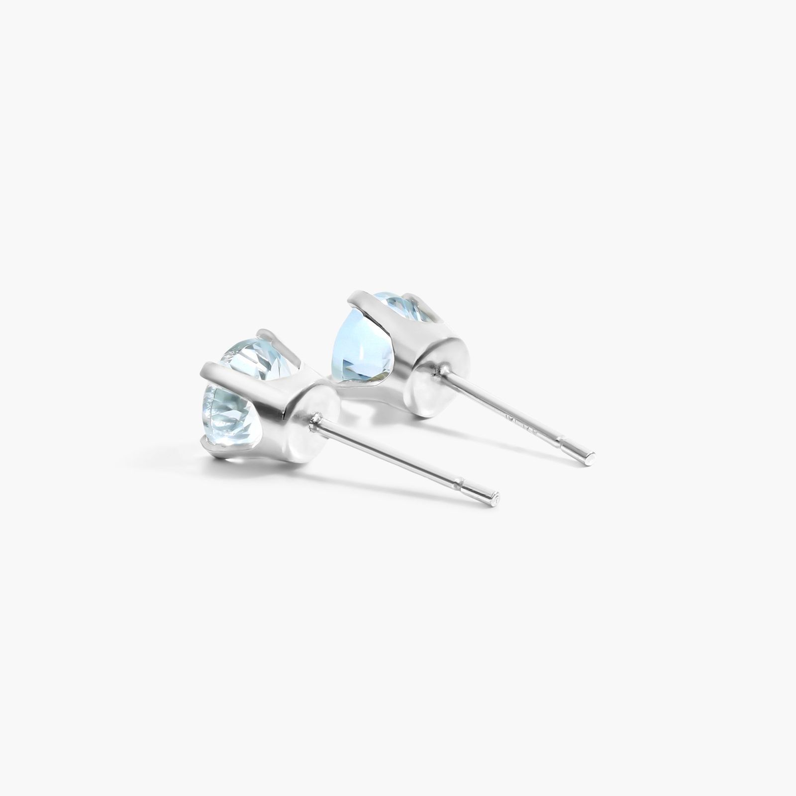 Aquamarine Birthstone Earrings In 14K White Gold