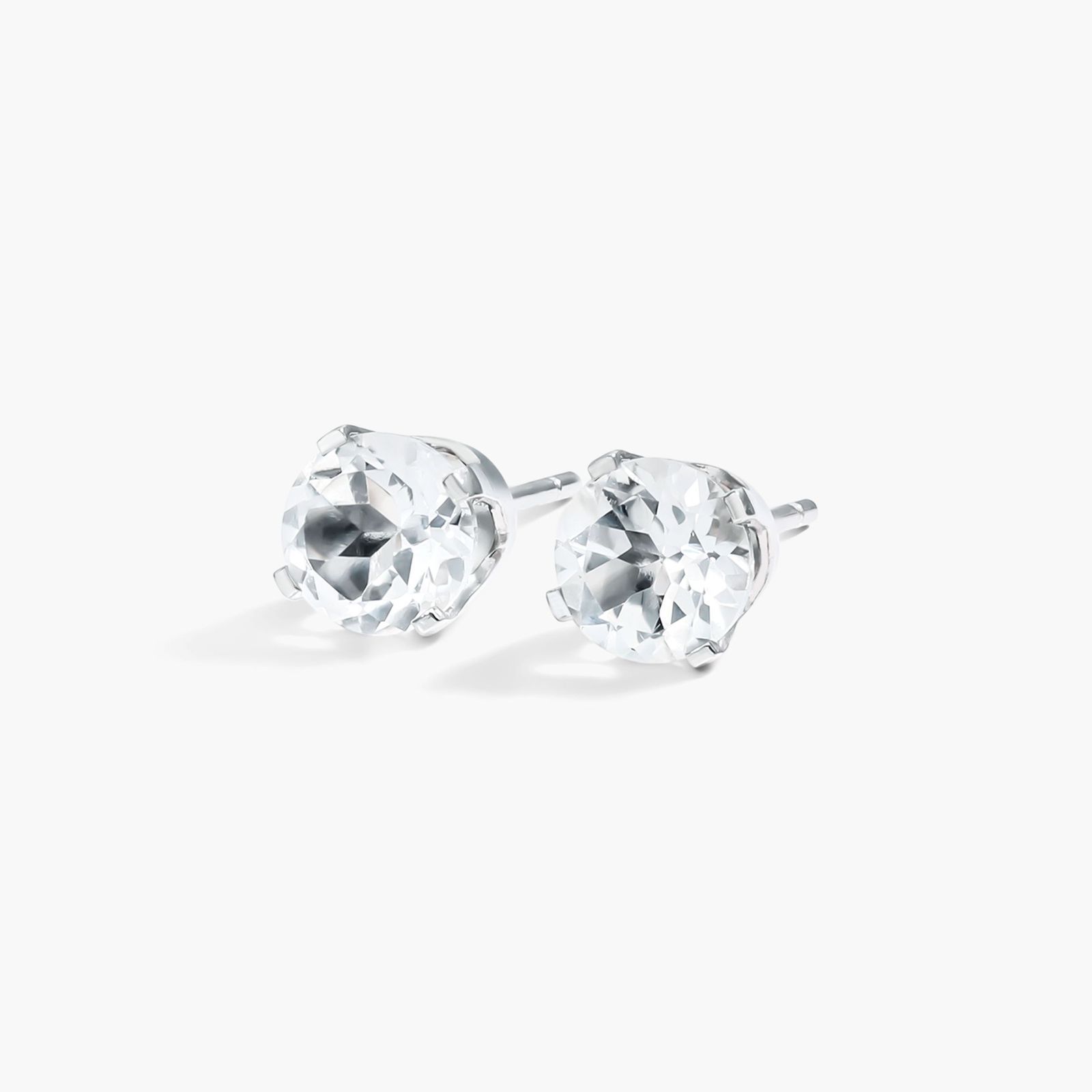 White Topaz Birthstone Earrings In 14K White Gold