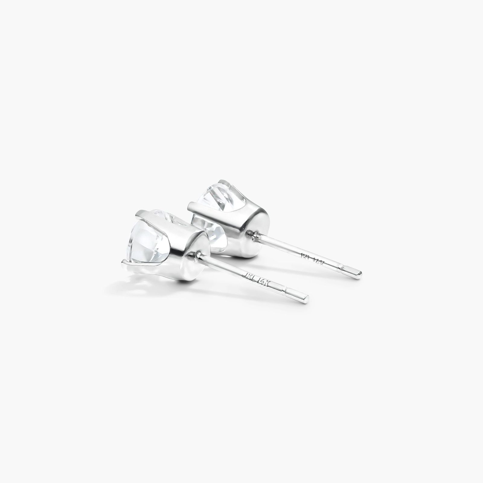 White Topaz Birthstone Earrings In 14K White Gold