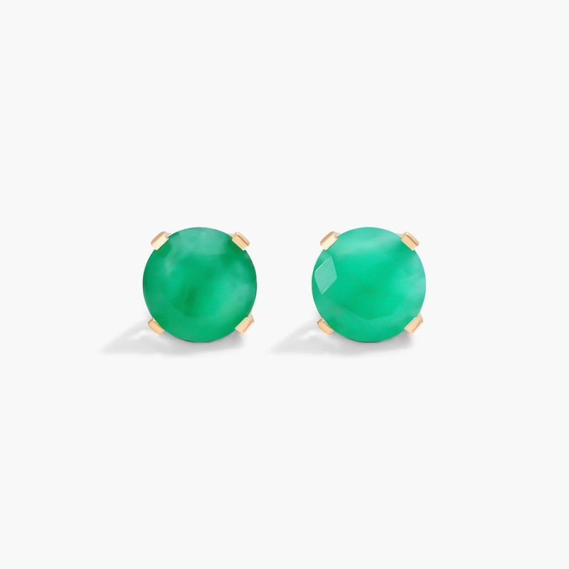 Emerald Birthstone Earrings In 14K Yellow Gold