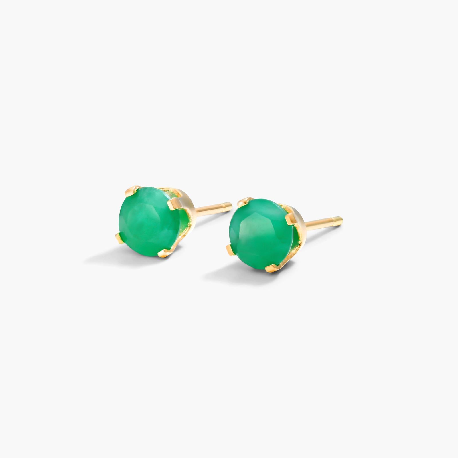 Emerald Birthstone Earrings In 14K Yellow Gold