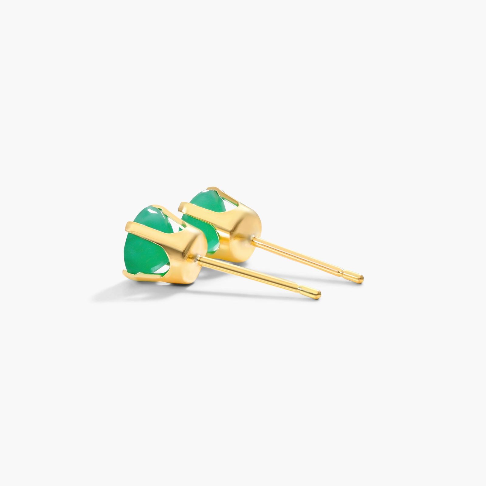Emerald Birthstone Earrings In 14K Yellow Gold