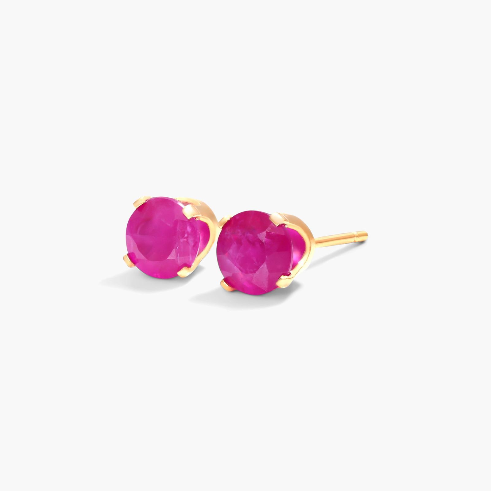 Ruby Birthstone Earrings In 14K Yellow Gold