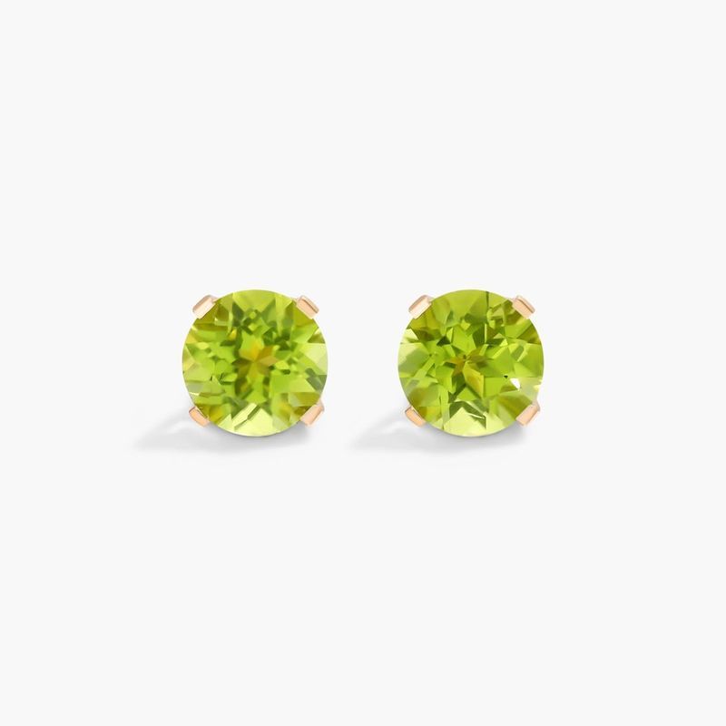 Peridot Birthstone Earrings In 14K Yellow Gold