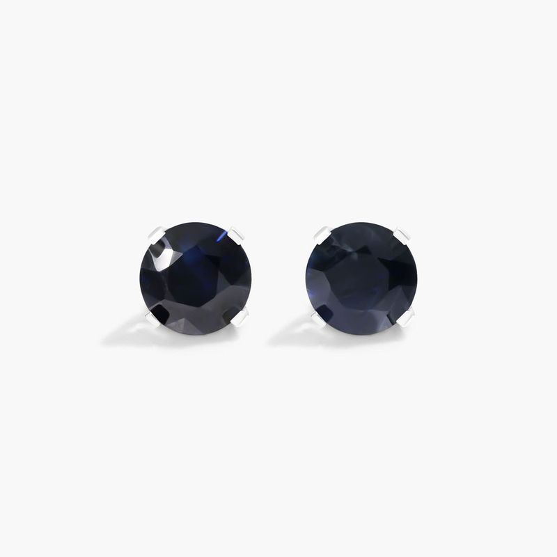 Sapphire Birthstone Earrings In 14K White Gold