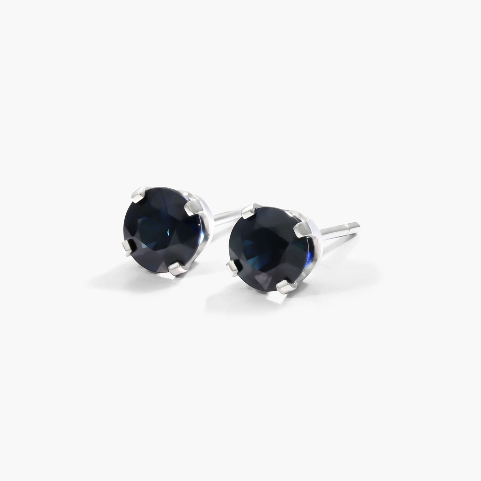 Sapphire Birthstone Earrings In 14K White Gold