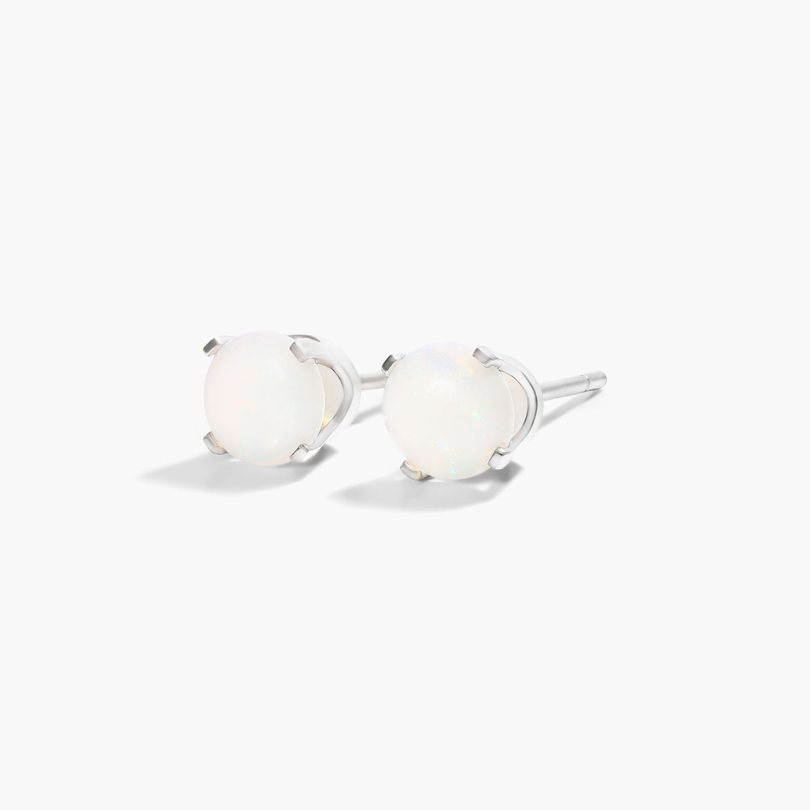 Opal Birthstone Earrings In 14K White Gold