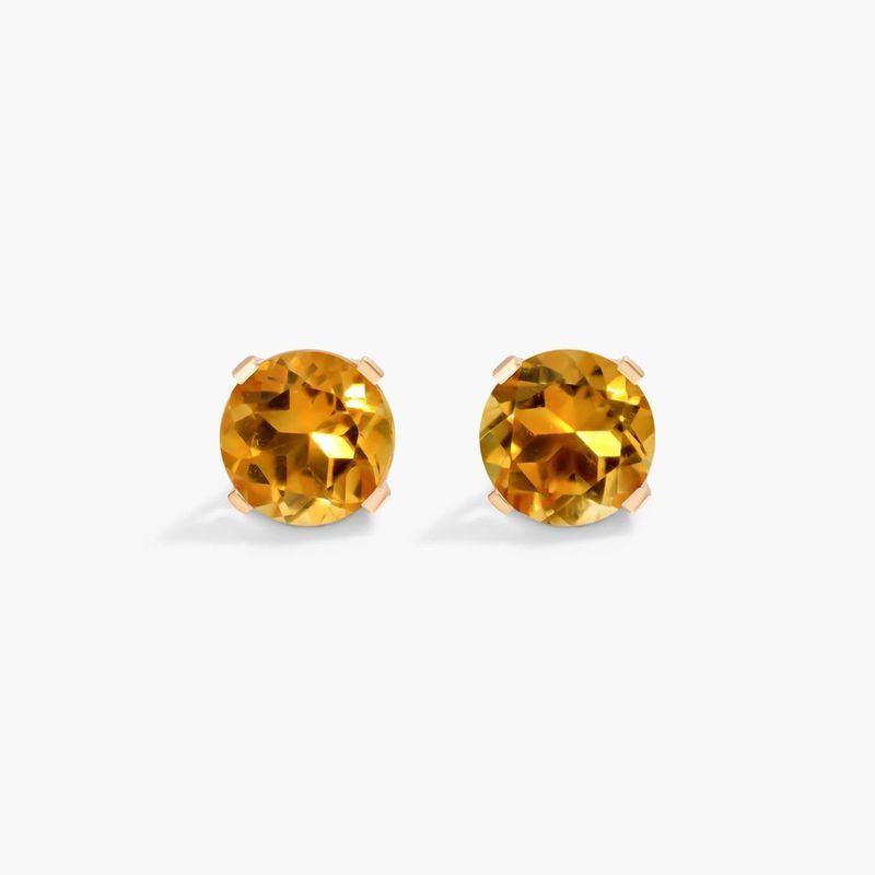 Citrine Birthstone Earrings In 14K Yellow Gold