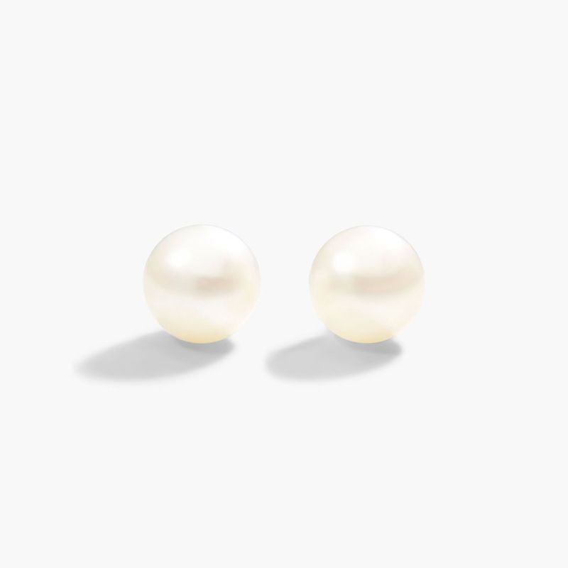 Cultured Freshwater Pearl Birthstone Earrings In 14K White Gold