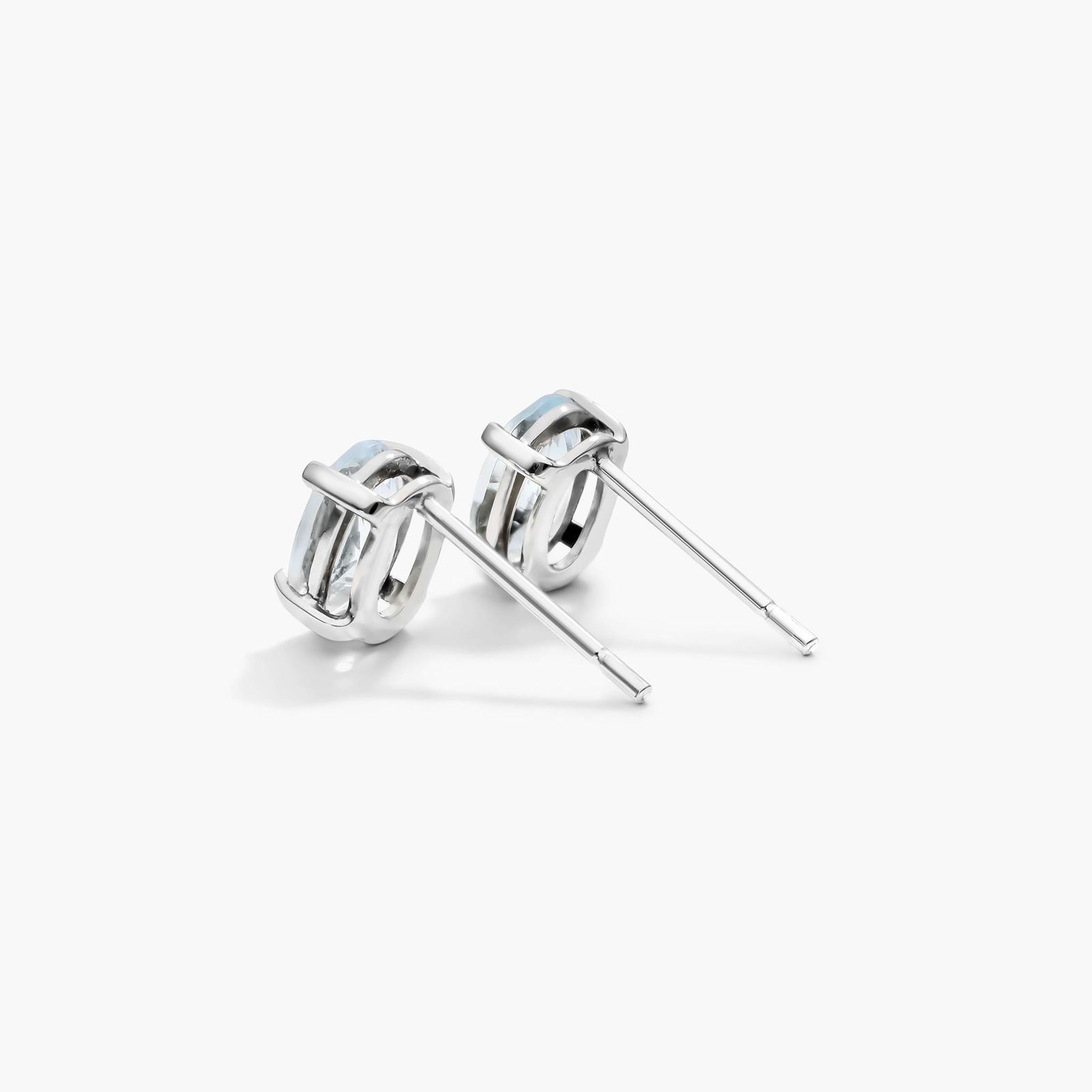 Oval Cut Aquamarine Birthstone Earrings In 14K White Gold