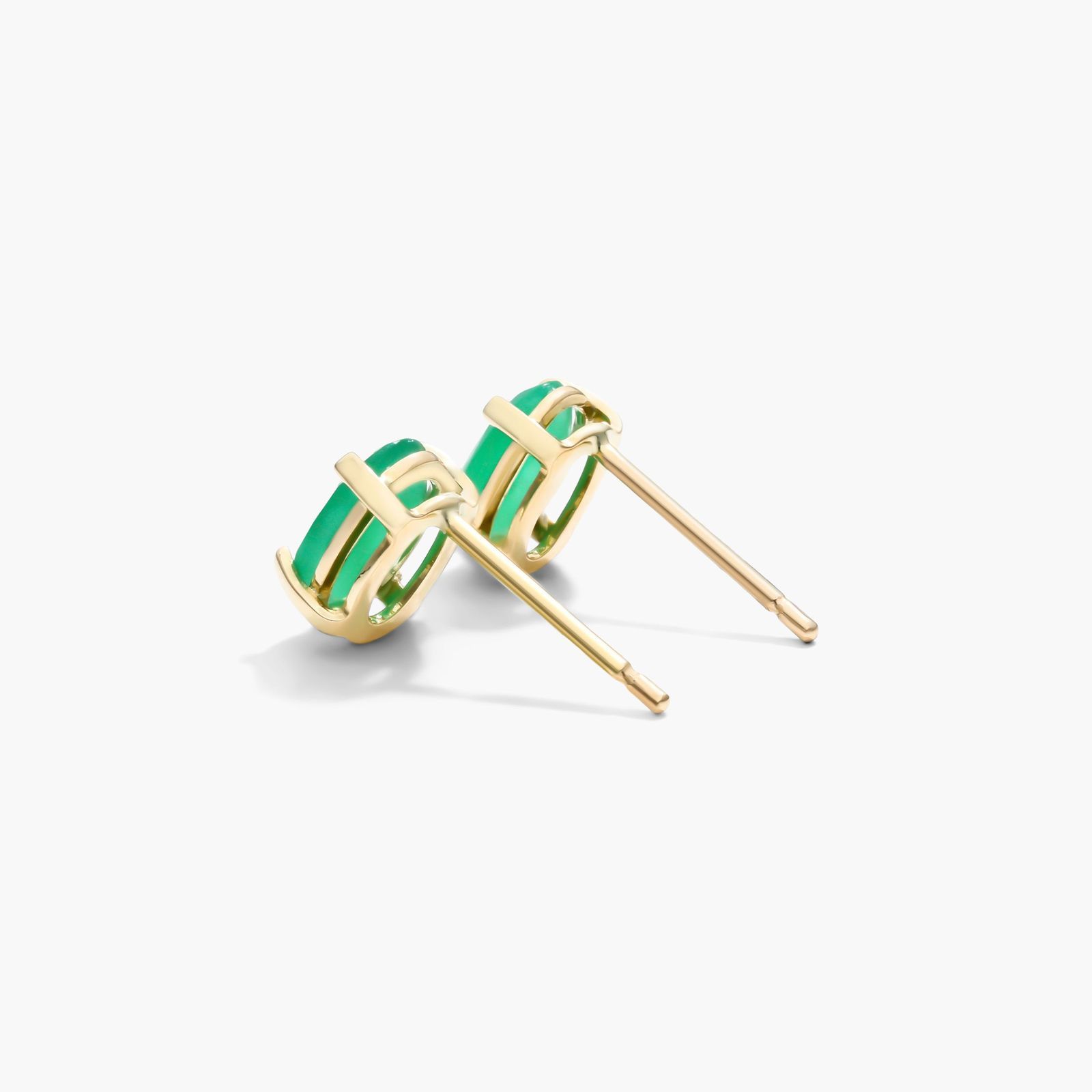 Oval Cut Emerald Birthstone Earrings In 14K Yellow Gold