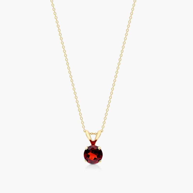 14K Yellow Gold Garnet Birthstone Necklace