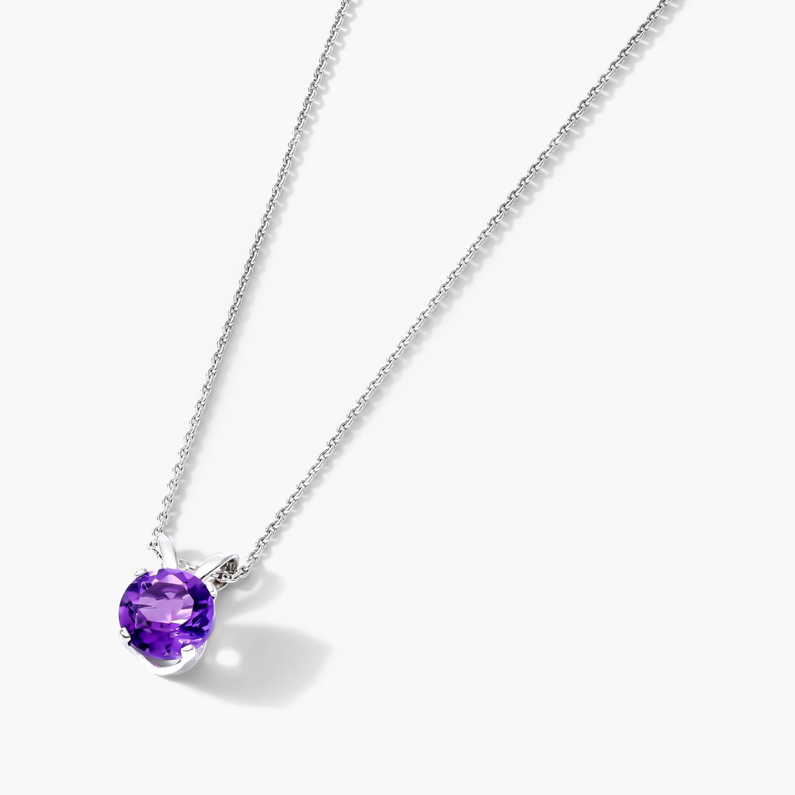 14K White Gold Amethyst Birthstone Necklace