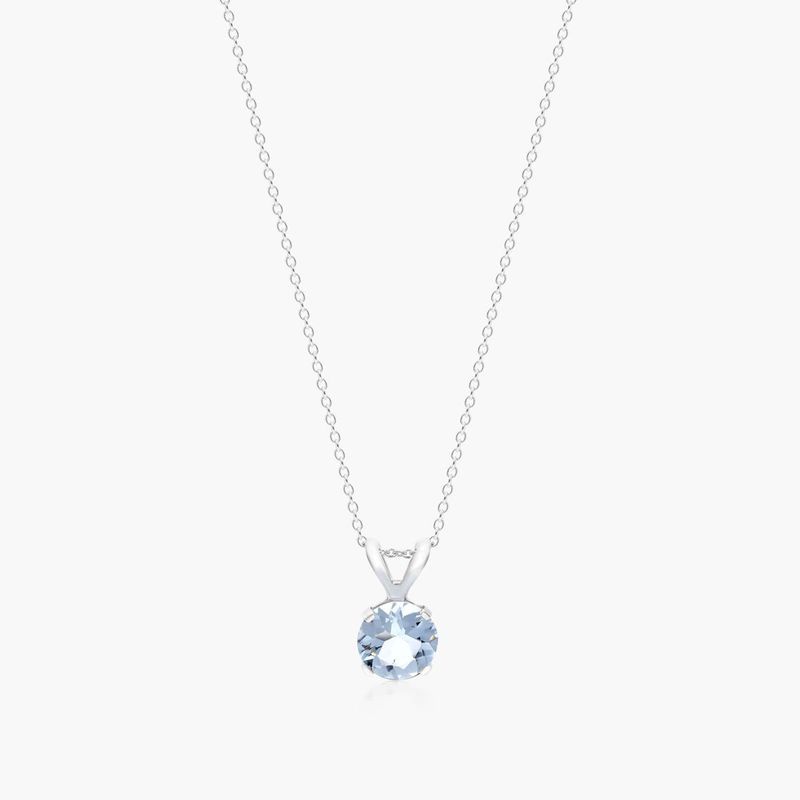 14K White Gold Aquamarine Birthstone Necklace