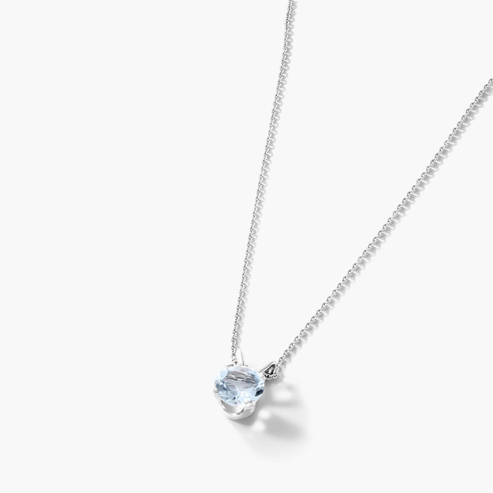 14K White Gold Aquamarine Birthstone Necklace