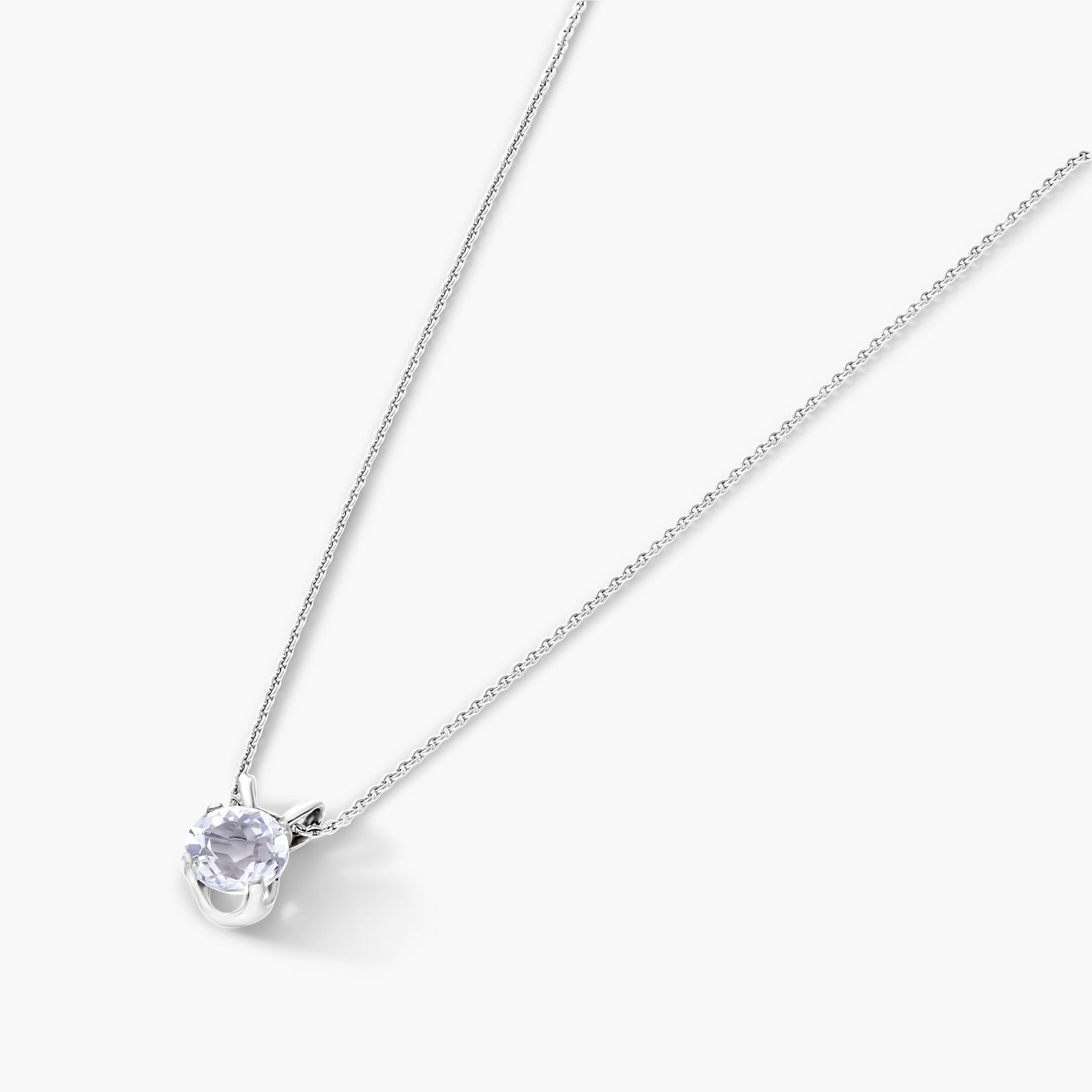 14K White Gold White Topaz Birthstone Necklace