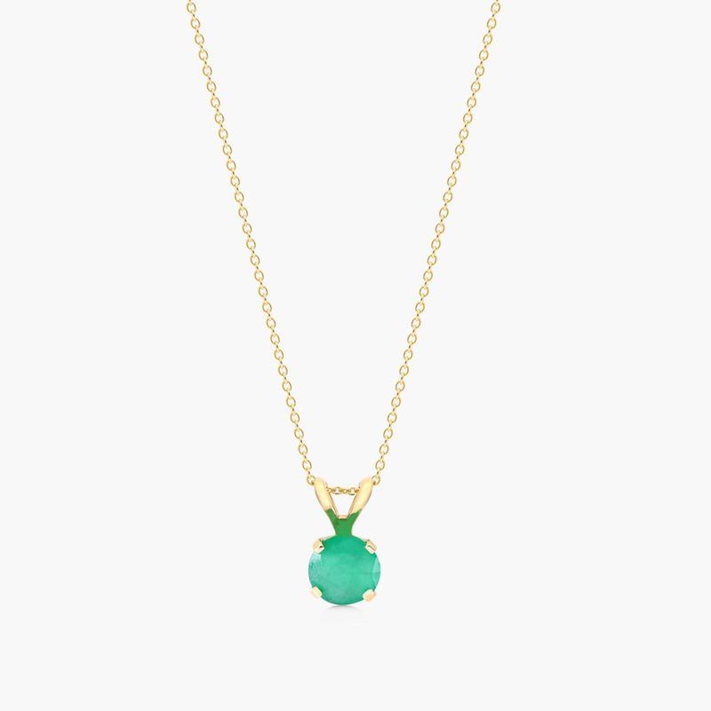 14K Yellow Gold Emerald Birthstone Necklace